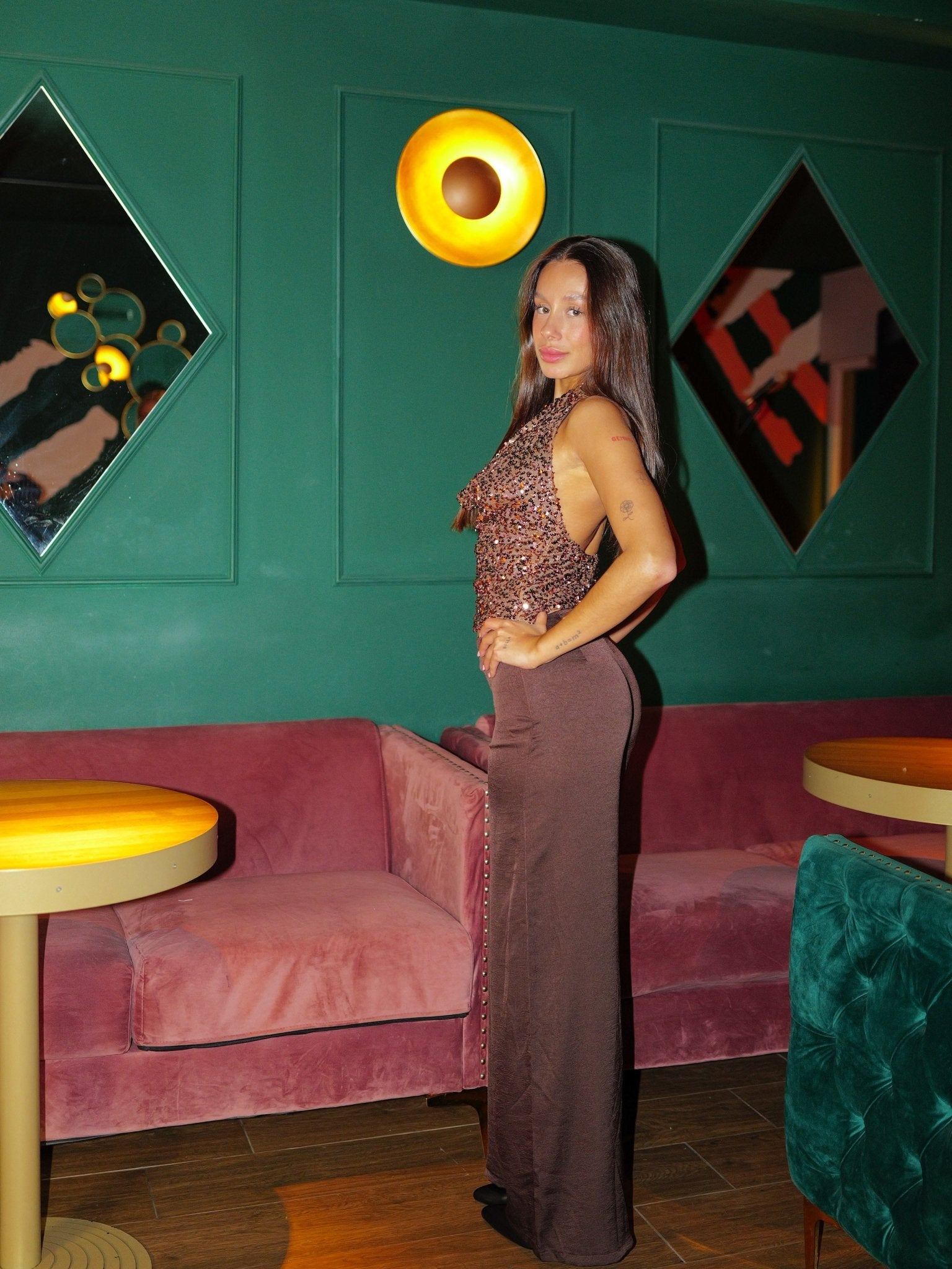 Chocolate satin palazzo pants - Sorellas The Brand Barcelona S.L