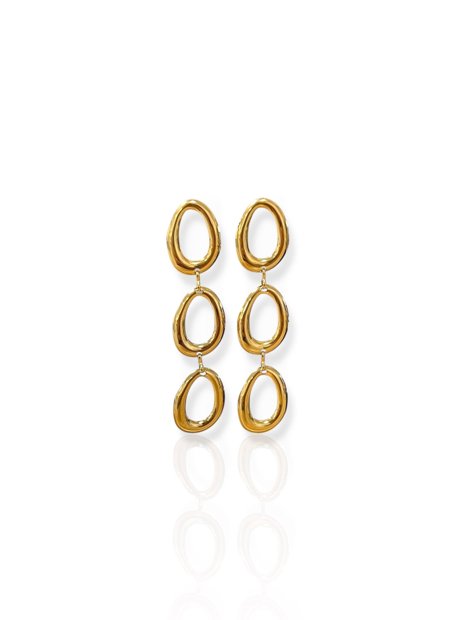 Gold embossed oval waterfall earrings - Sorellas The Brand Barcelona S.L.