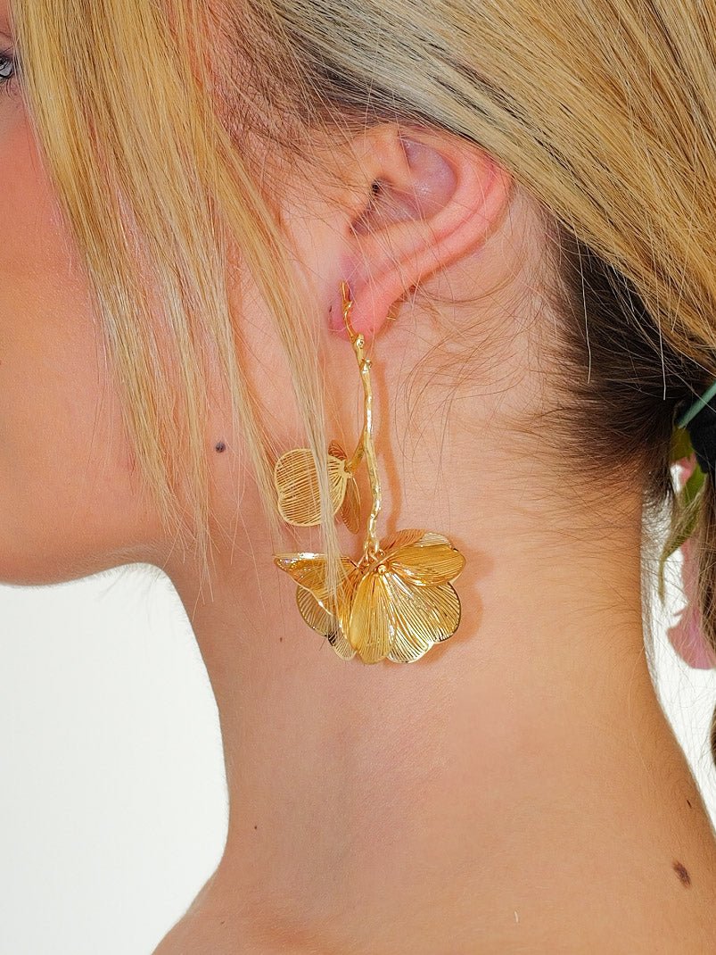Gold chunky flower earrings - Sorellas The Brand Barcelona S.L