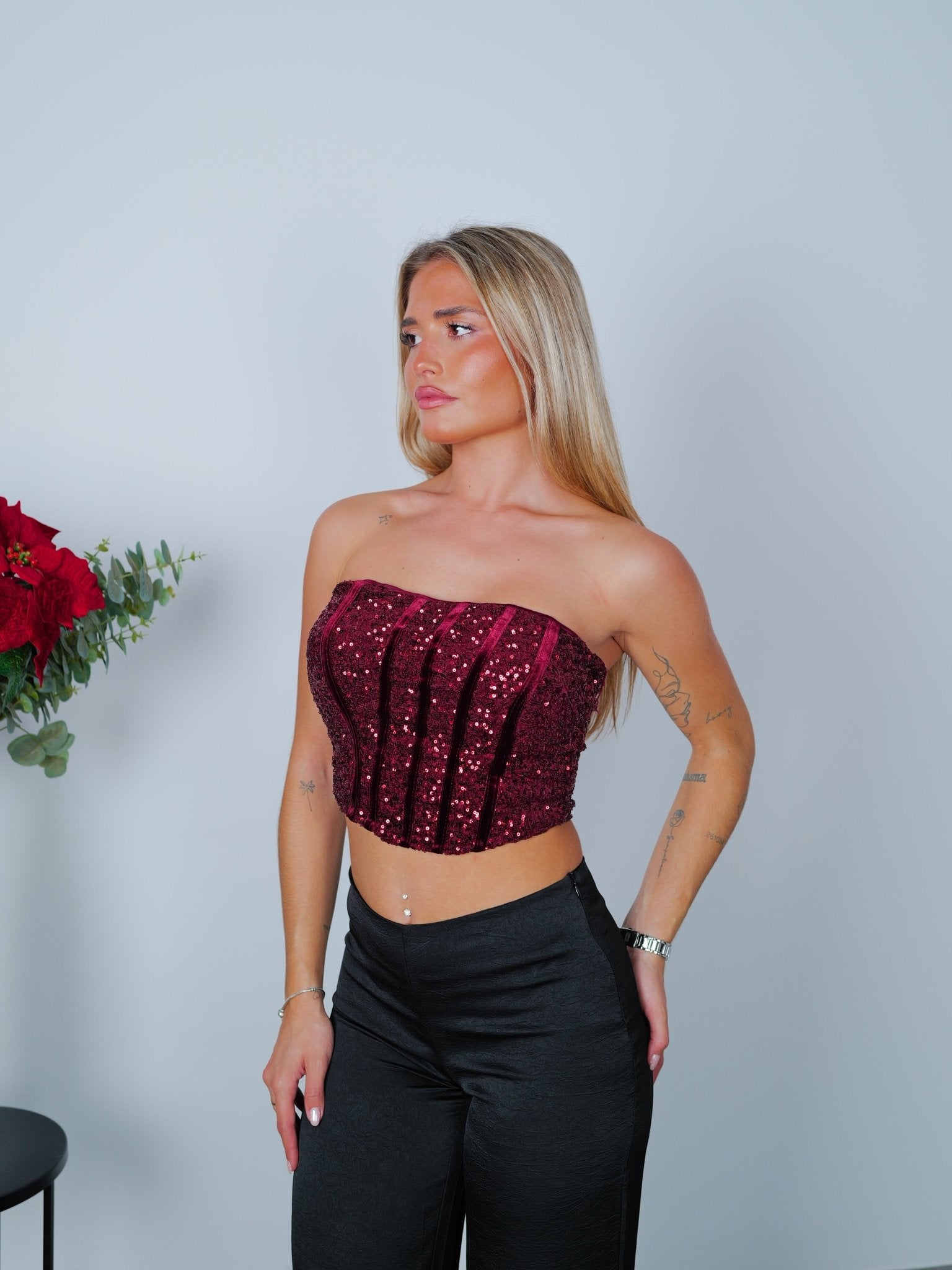 Top glitter burgundy velvet bands - Sorellas The Brand Barcelona S.L