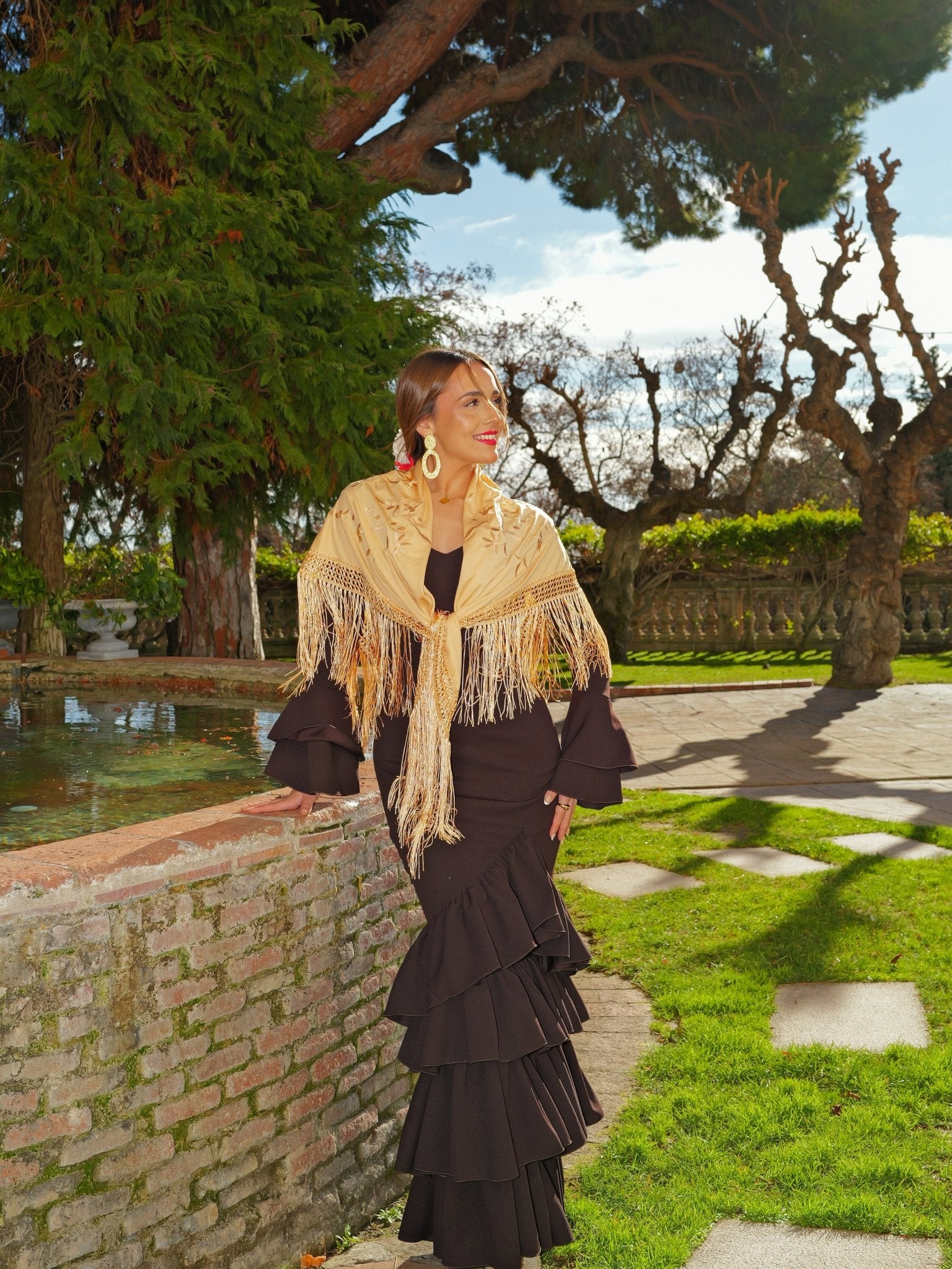 Asymmetrical brown ruffled flamenco dress - Sorellas The Brand Barcelona S.L