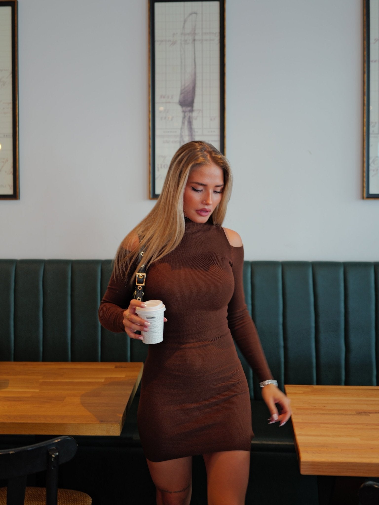 Chocolate Perkins neck dress - Sorellas The Brand Barcelona S.L.