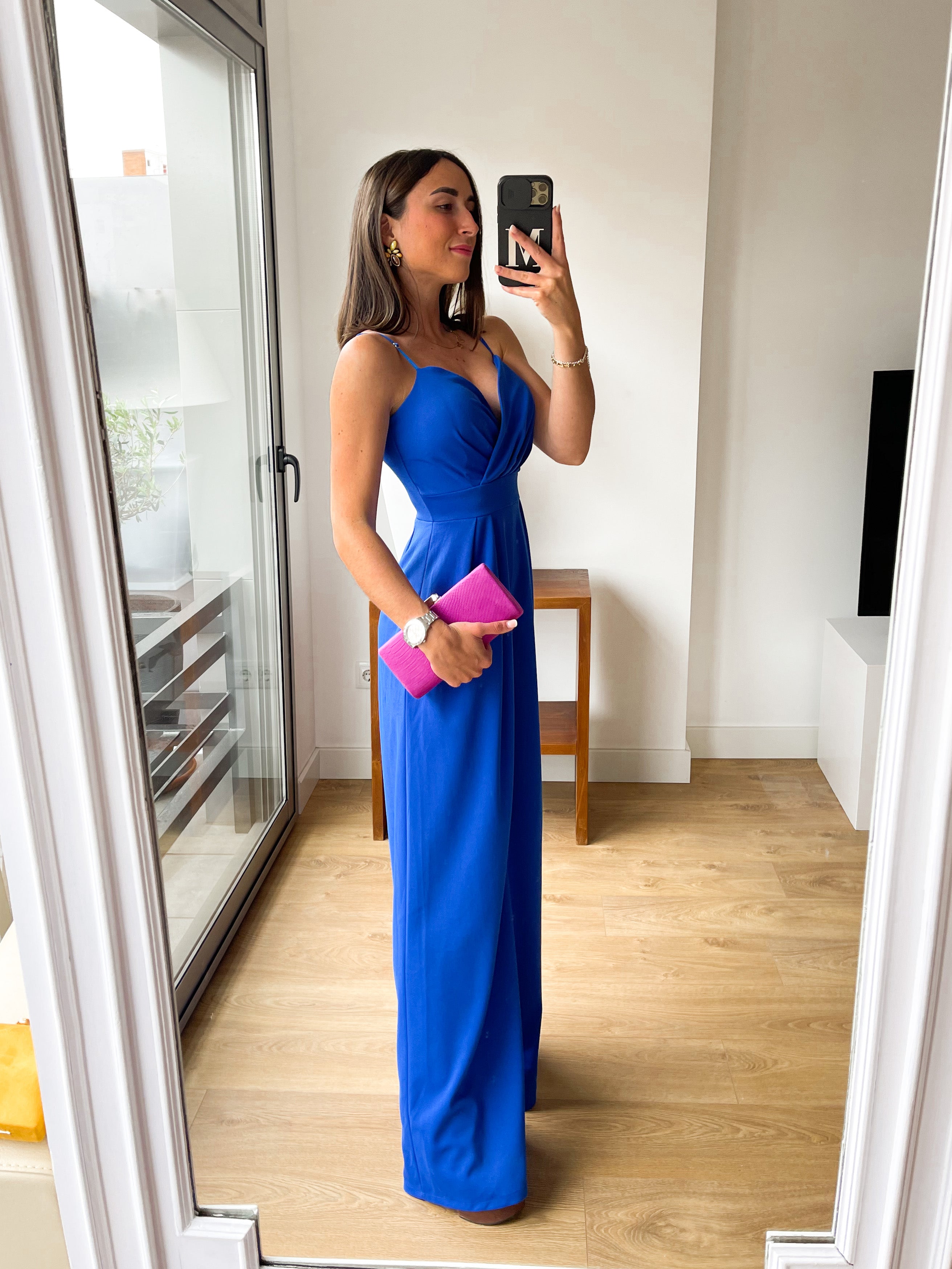 Jumpsuit crepe heart blue