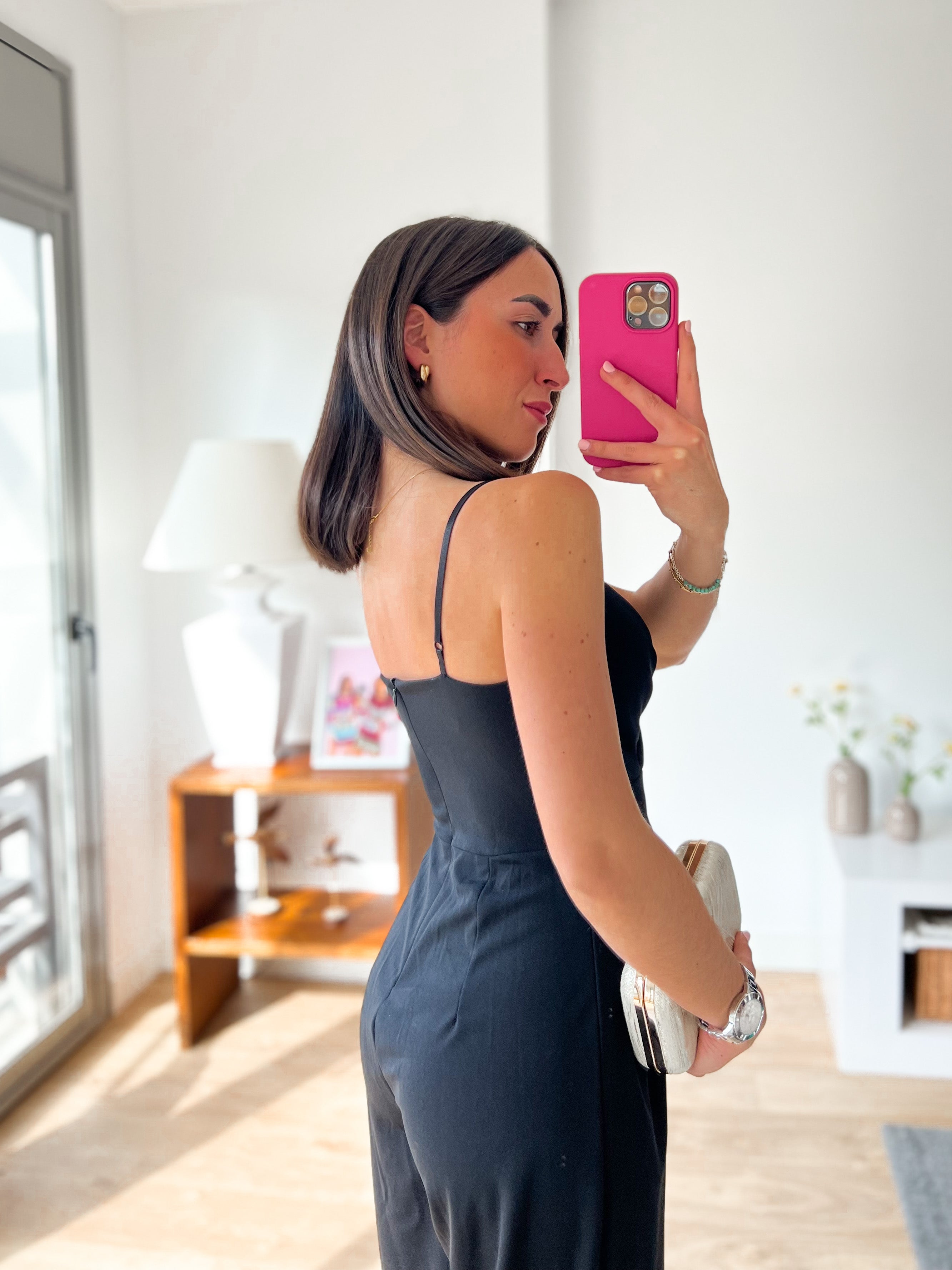 Jumpsuit crepe heart black