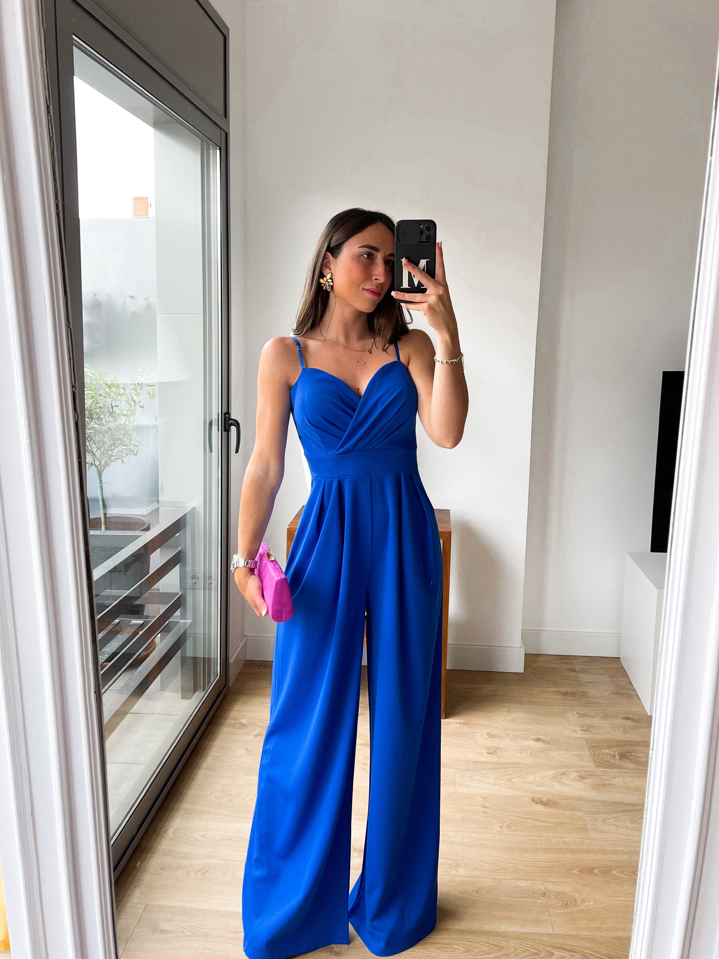 Jumpsuit crepe heart blue