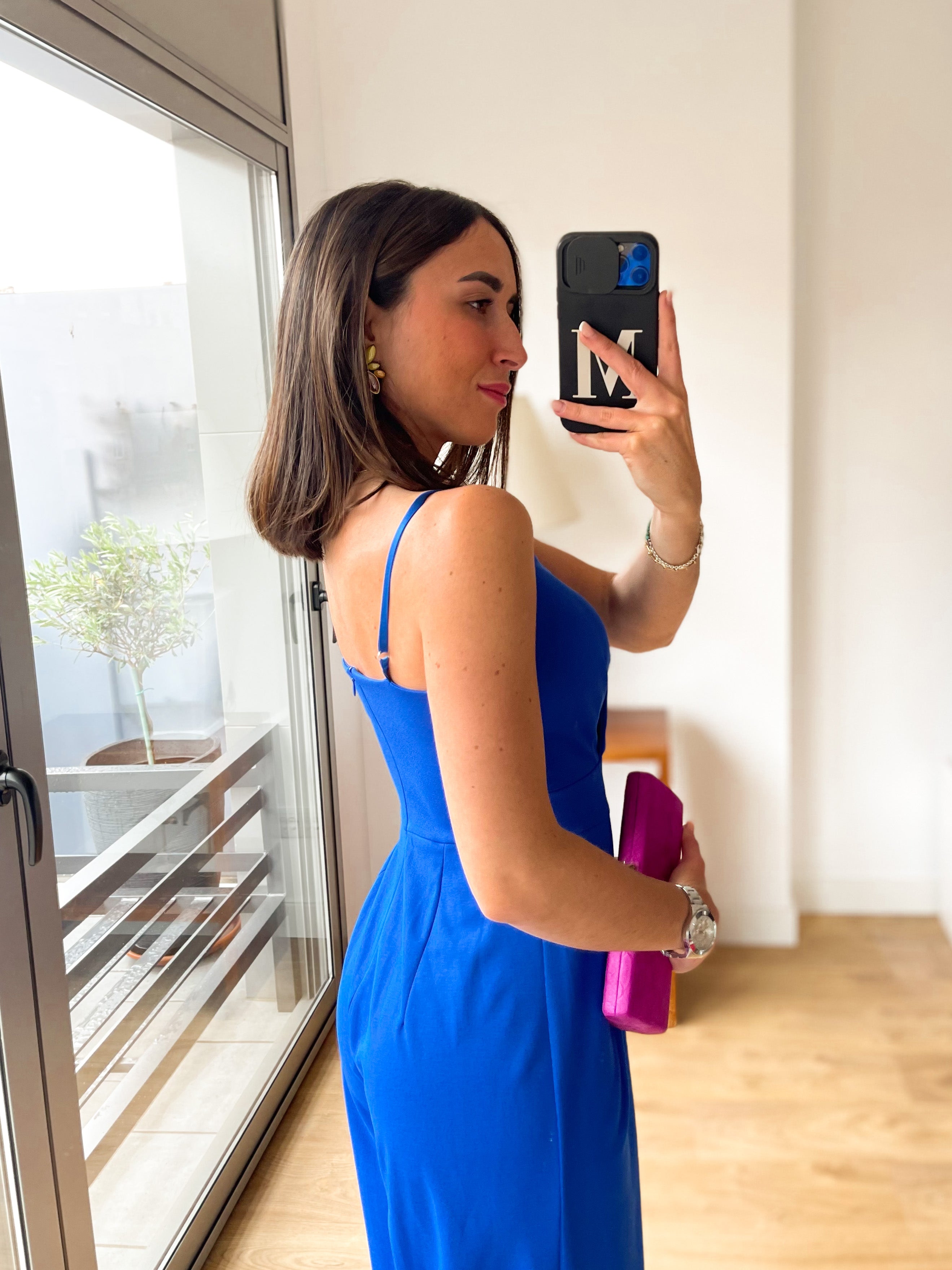 Jumpsuit crepe heart blue