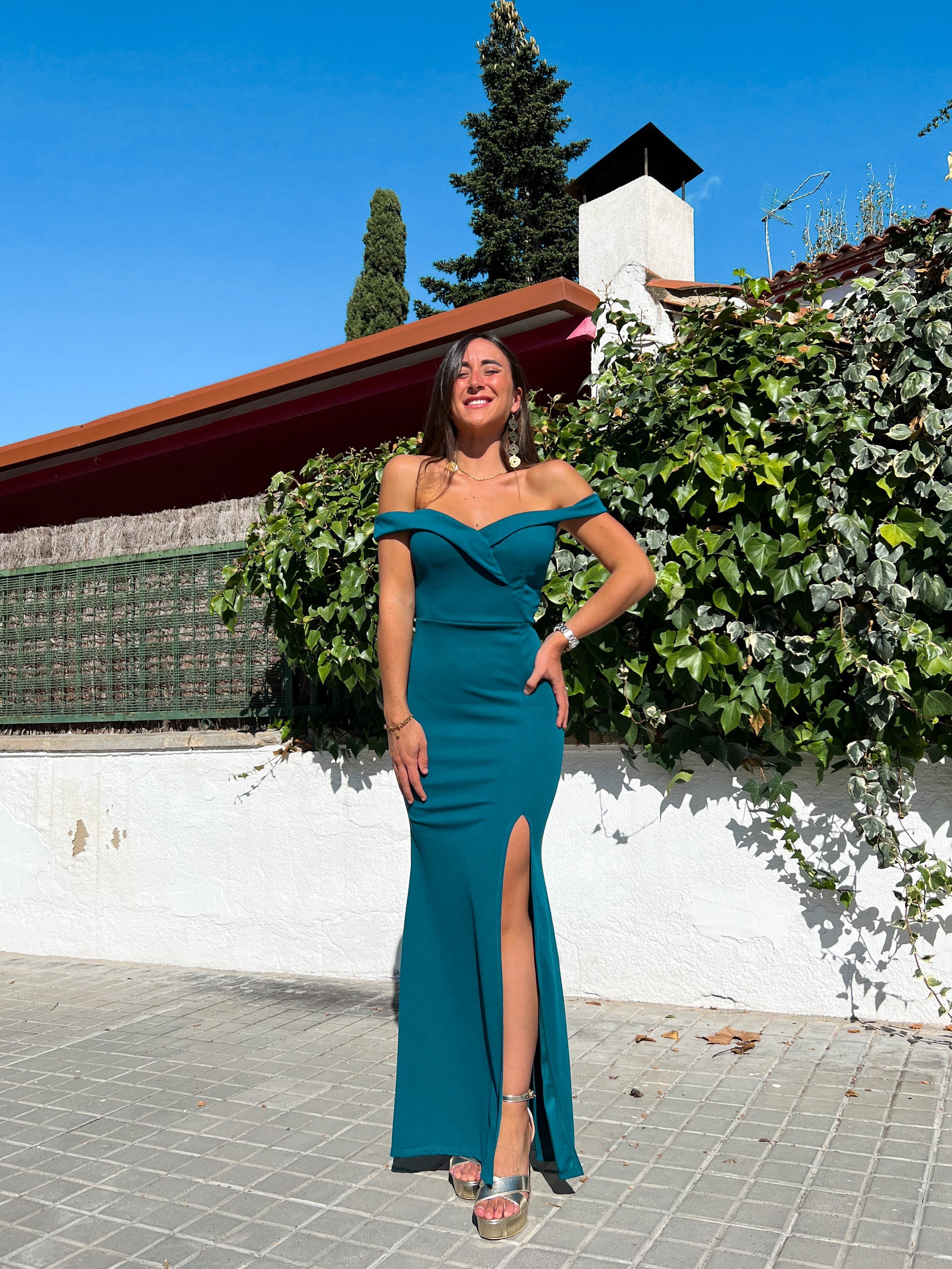 Tight boat dress TEAL