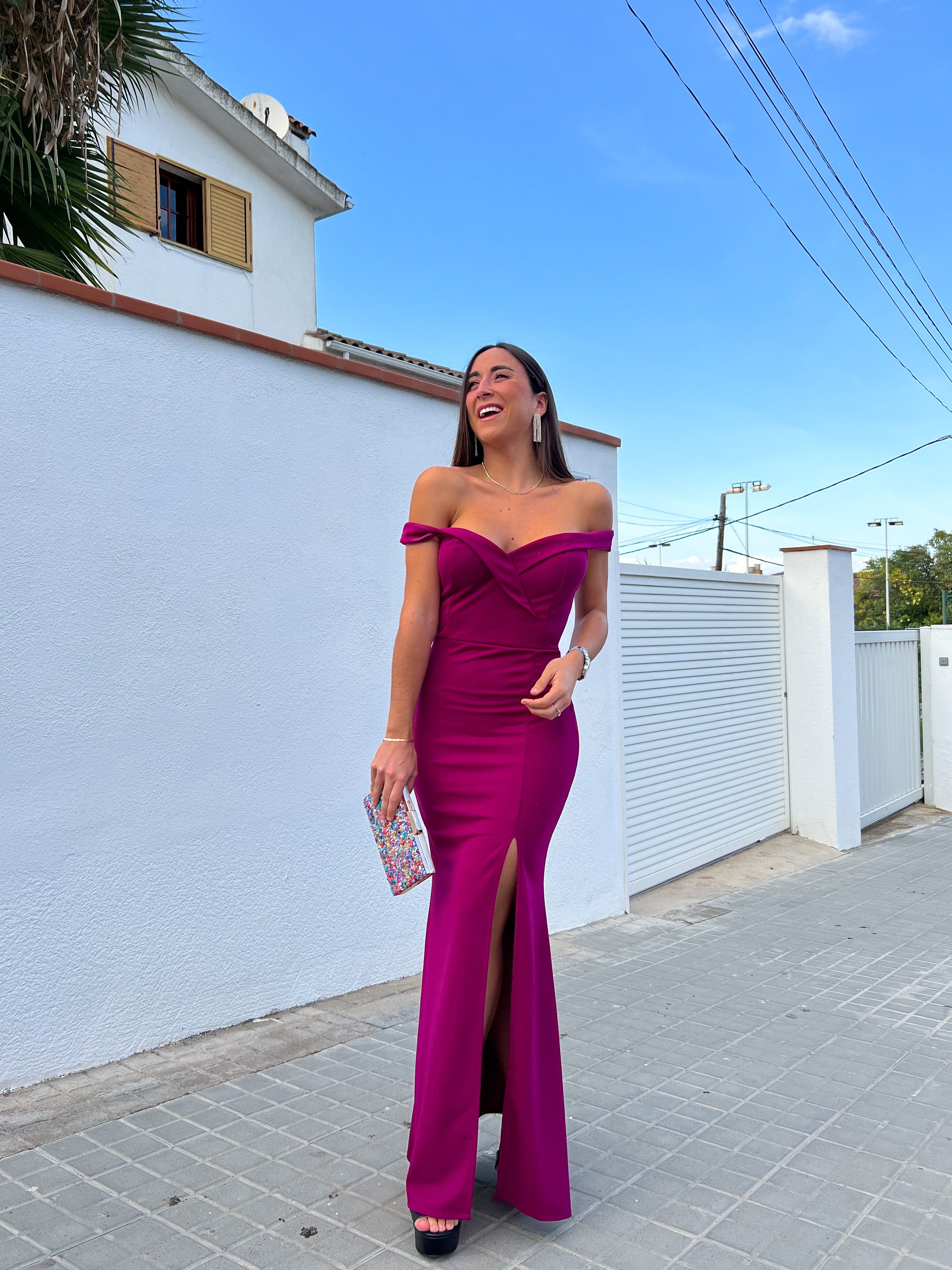 Fitted boat dress BOUGAINVILLEA