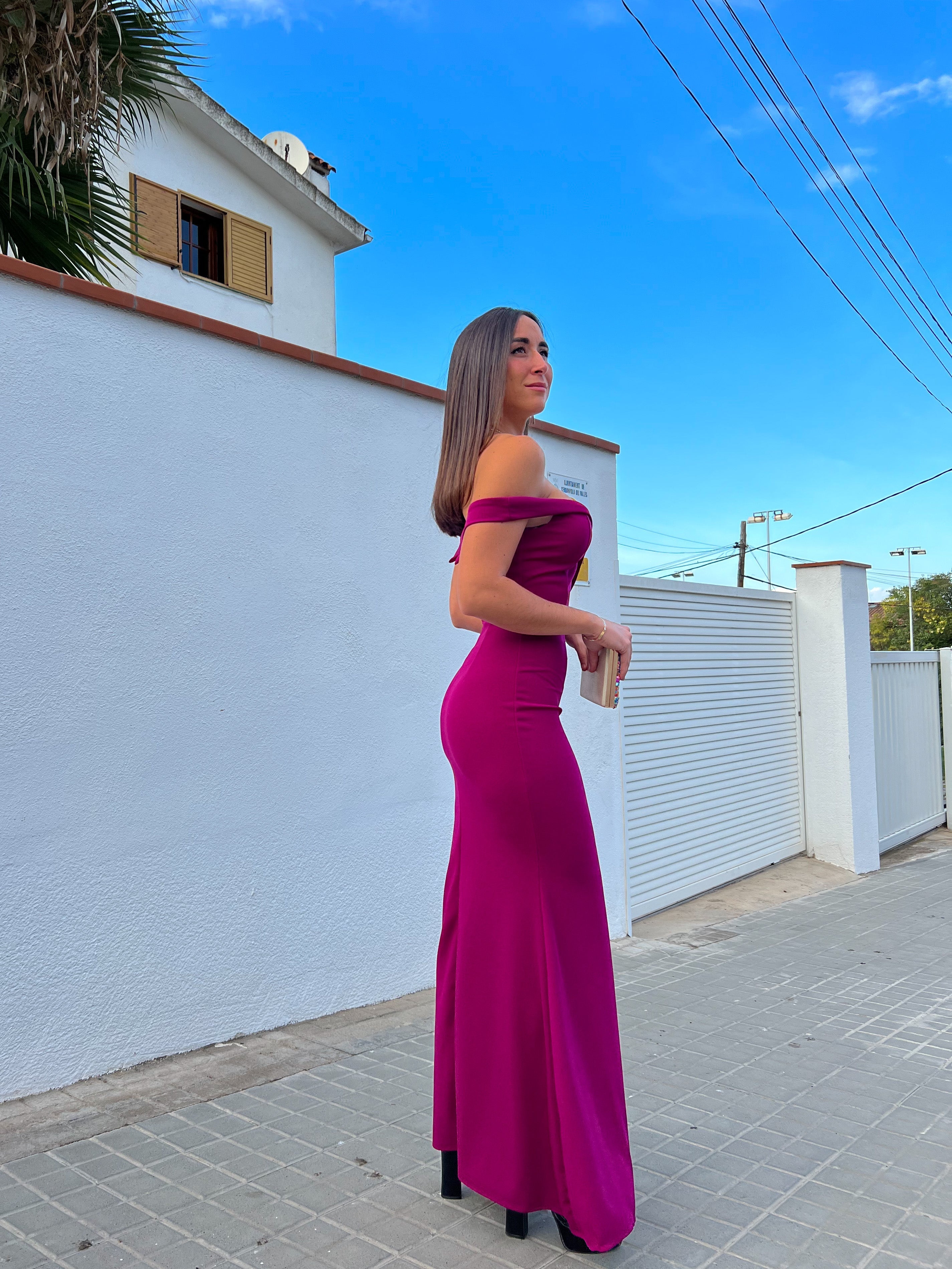 Fitted boat dress BOUGAINVILLEA