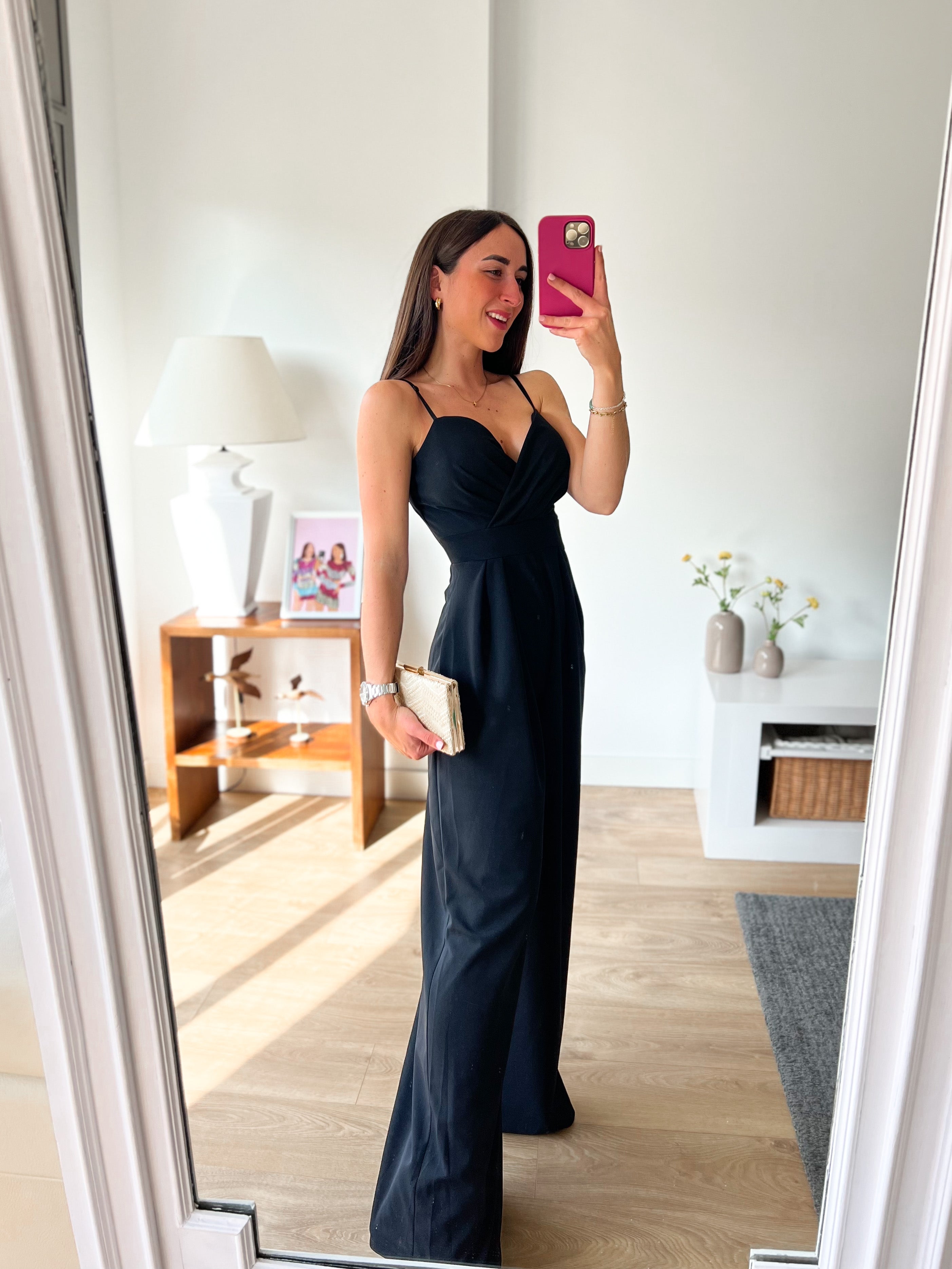 Jumpsuit crepe heart black