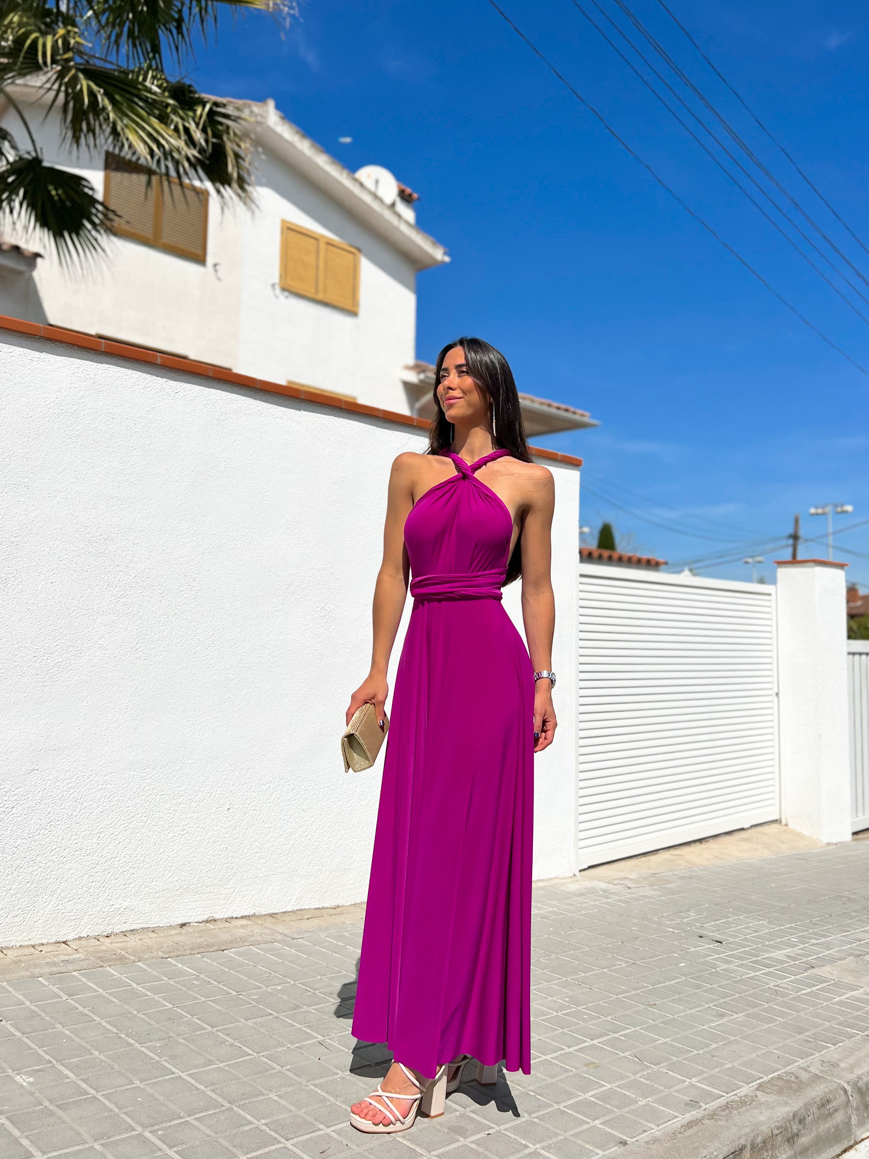 Multi cherry long dress