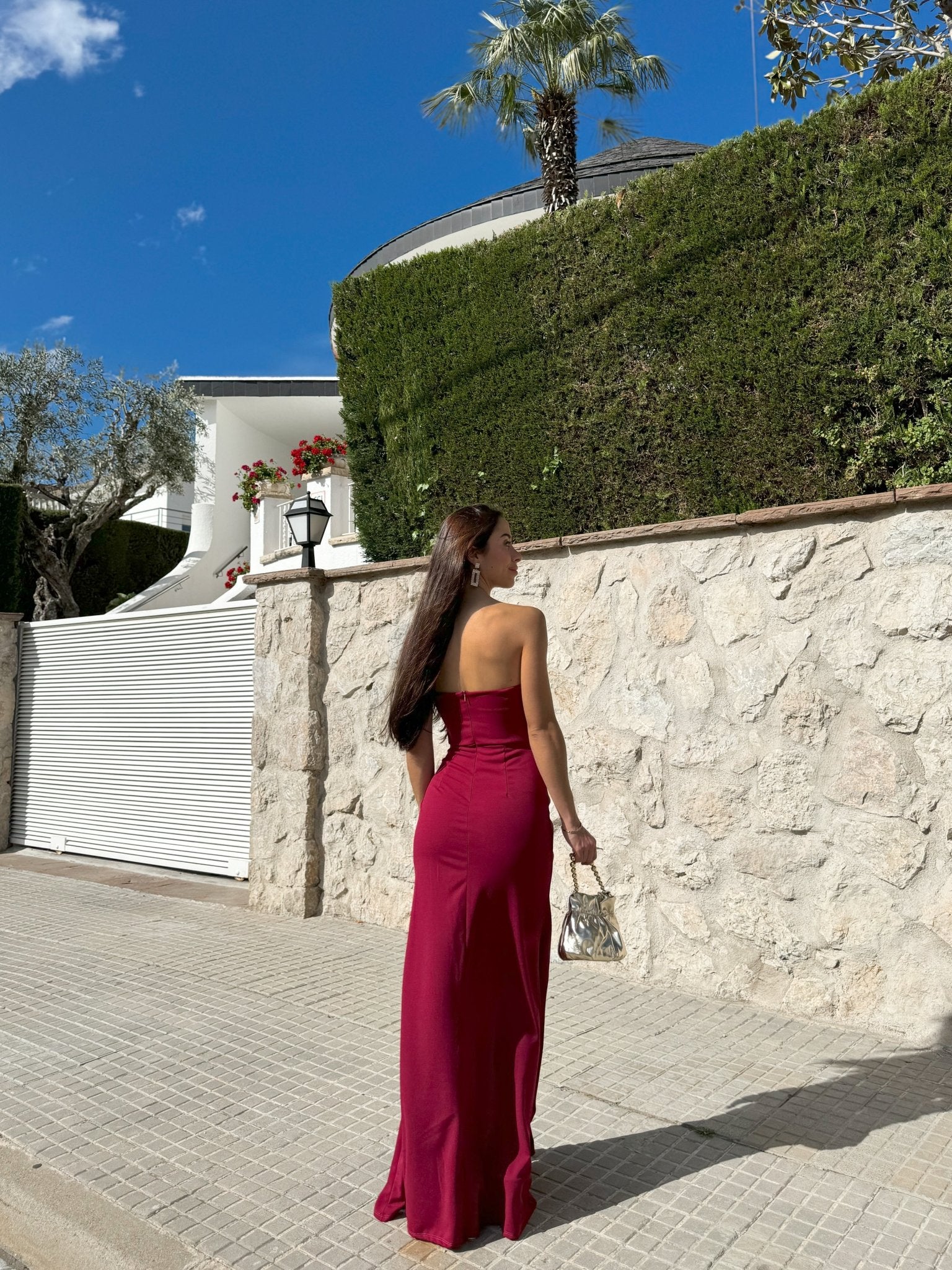 Robe ajustée à cœur bordeaux - SORELLAS