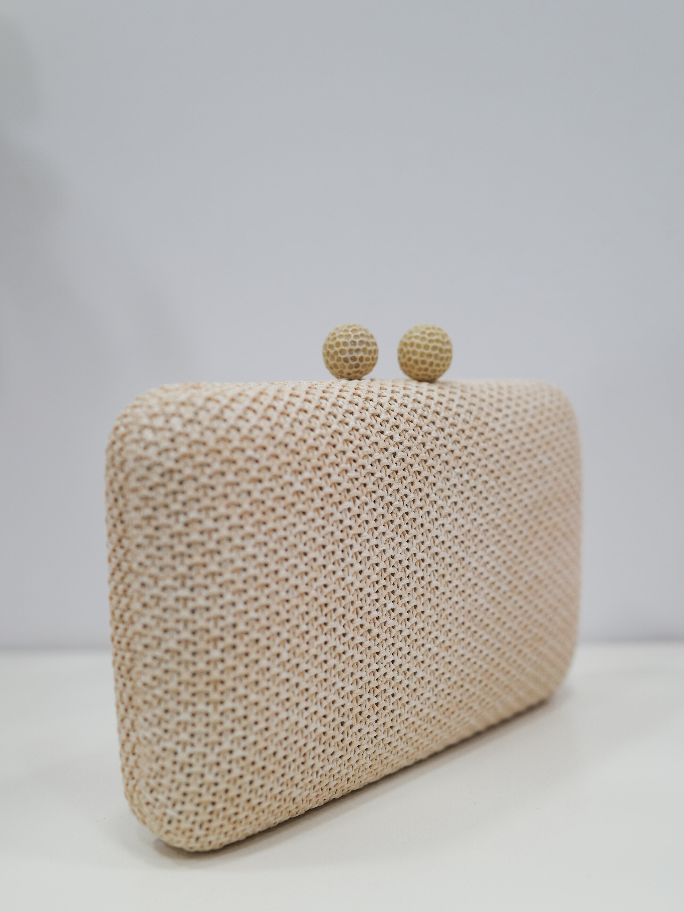 Pochette de soirée effet raphia beige