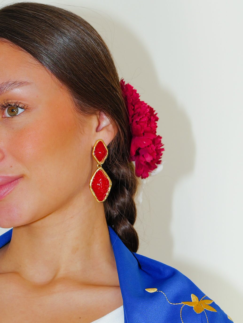 BOUCLES D'OREILLES pierres rouges