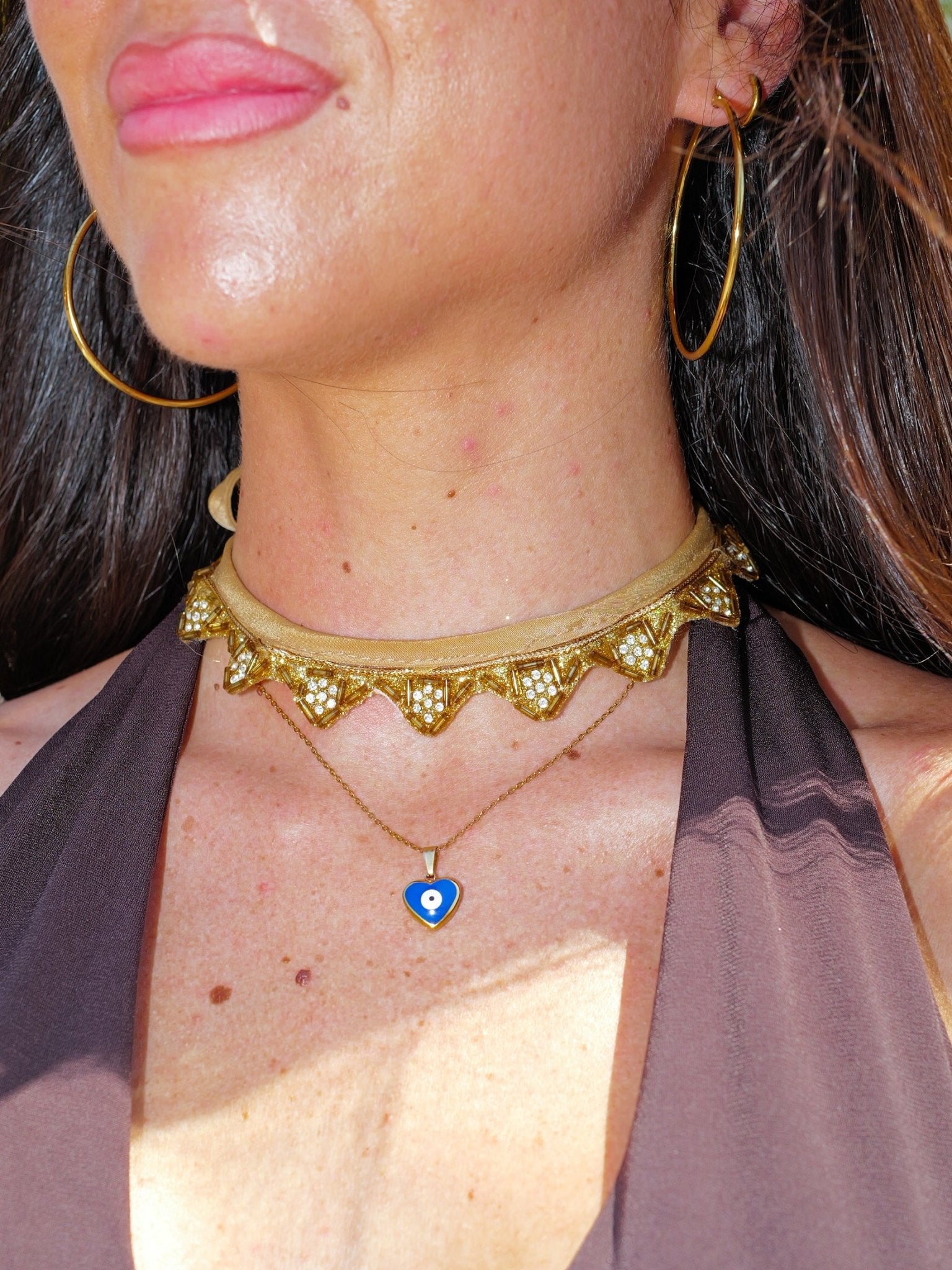 Collier ras-du-cou à perles dorées - SORELLAS