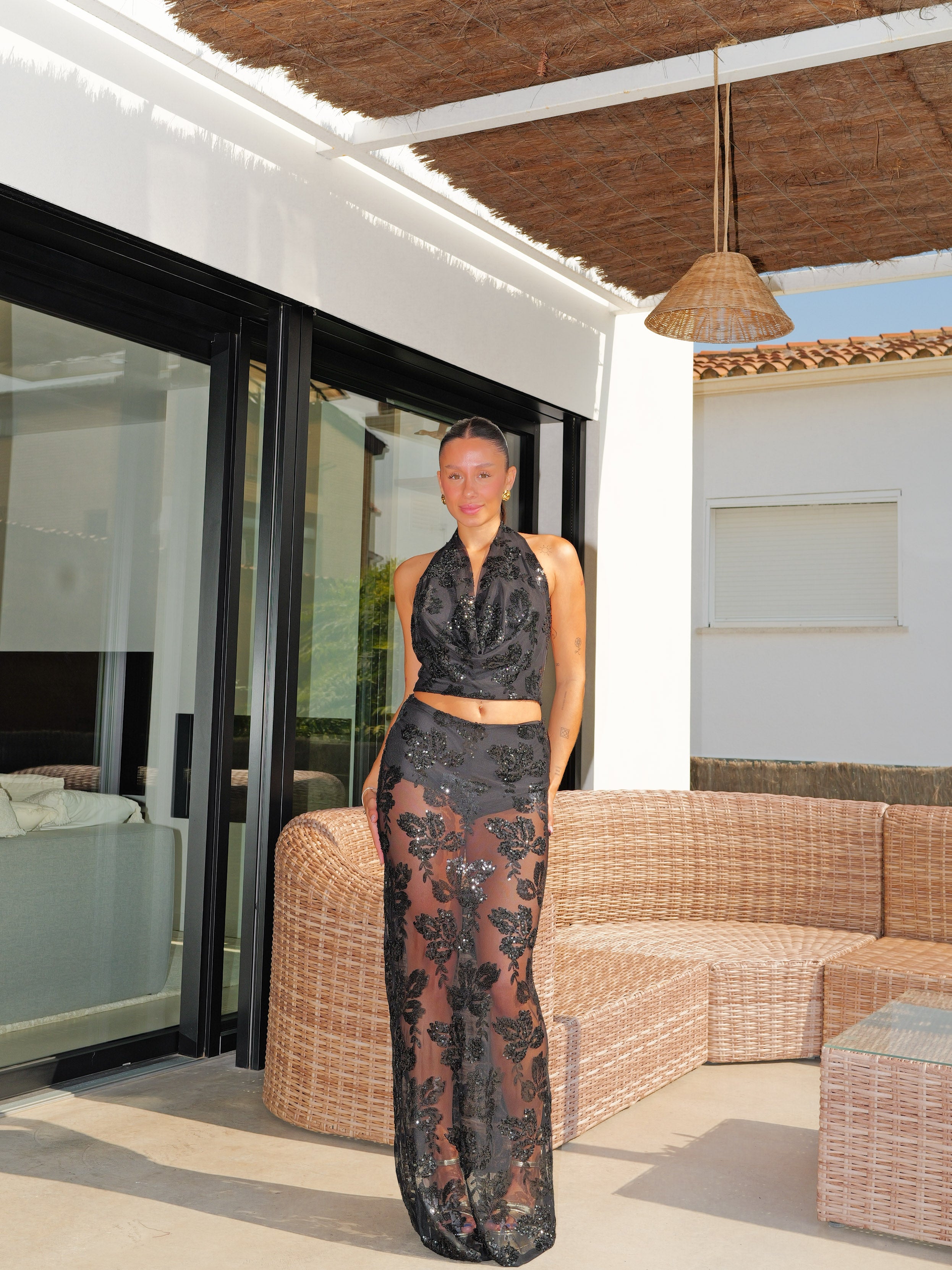 Ensemble de tulle noir en cascade