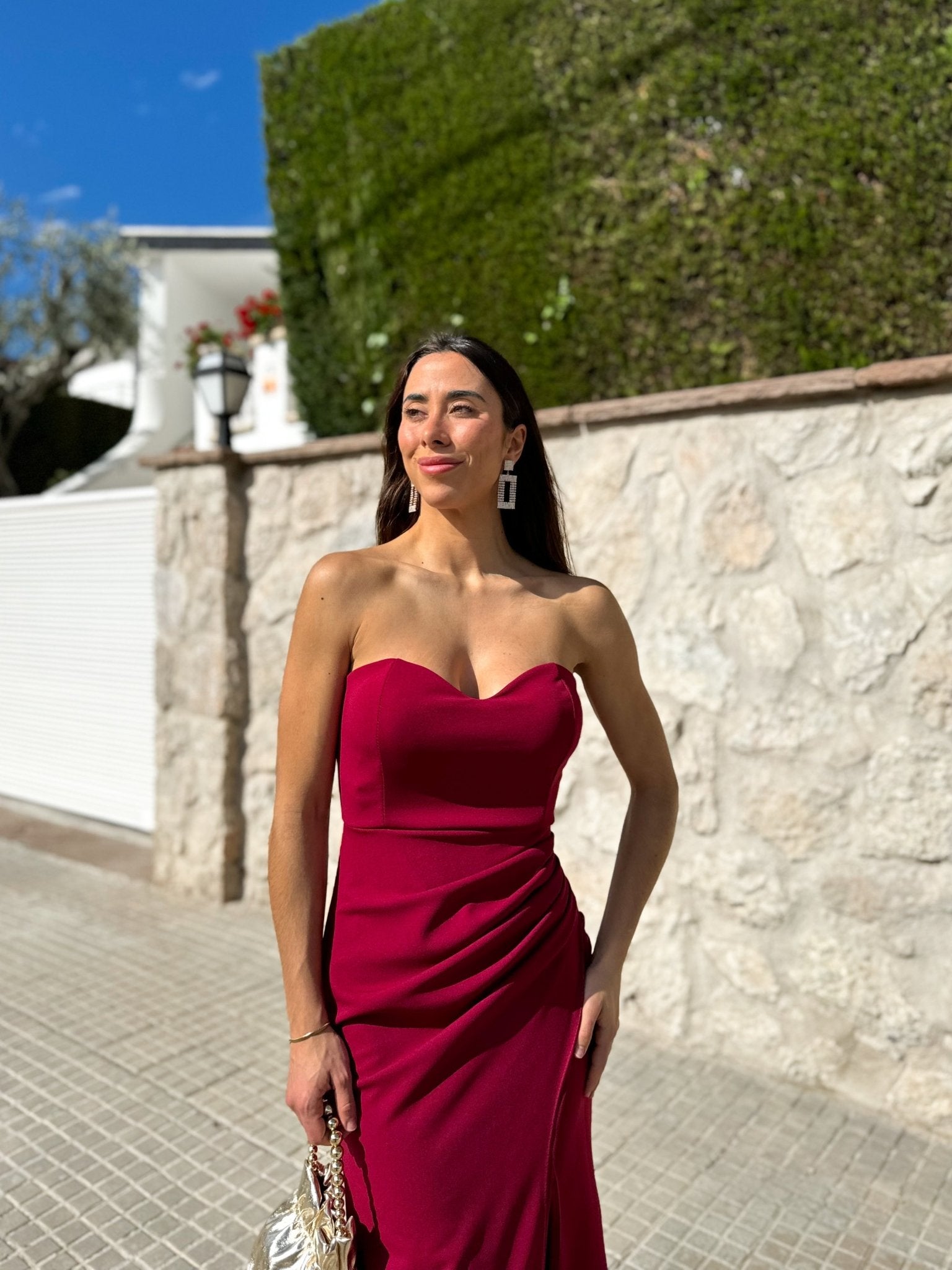 Robe ajustée à cœur bordeaux - SORELLAS