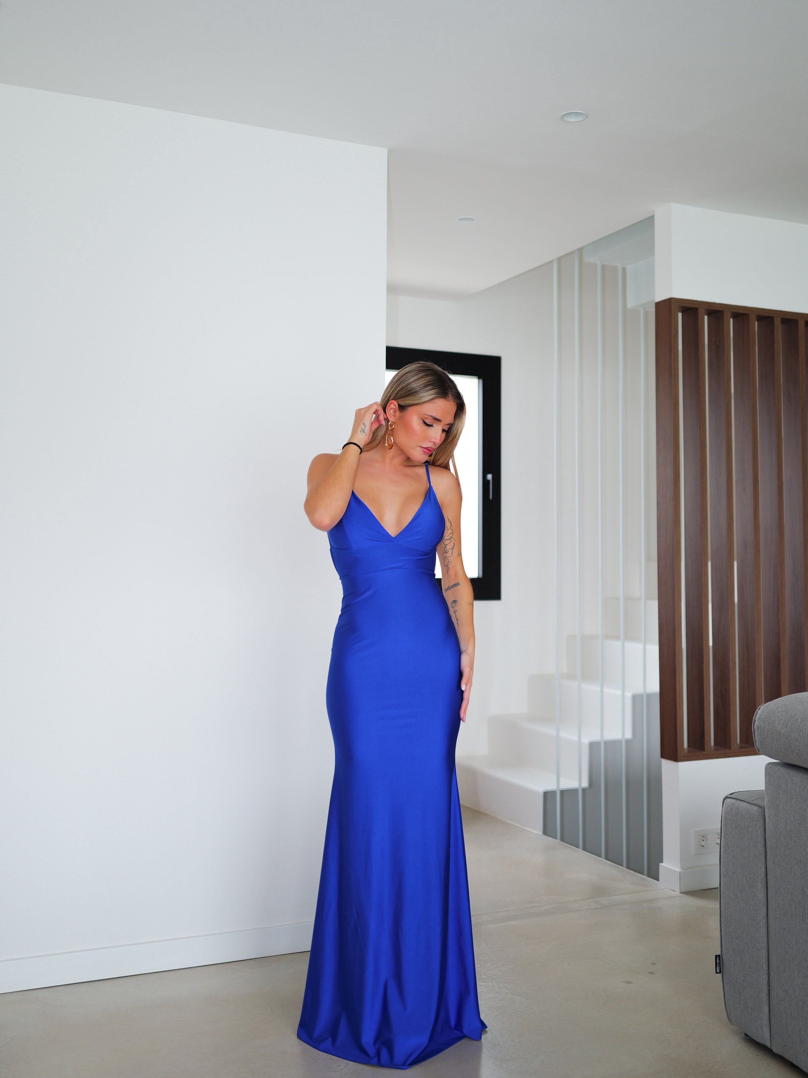 Robe de sirène au dos sans bretelles klein