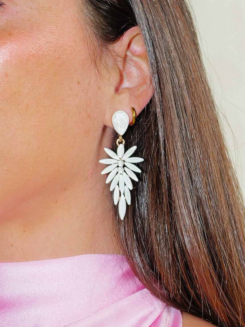 BOUCLES D'OREILLES brillantes blanches
