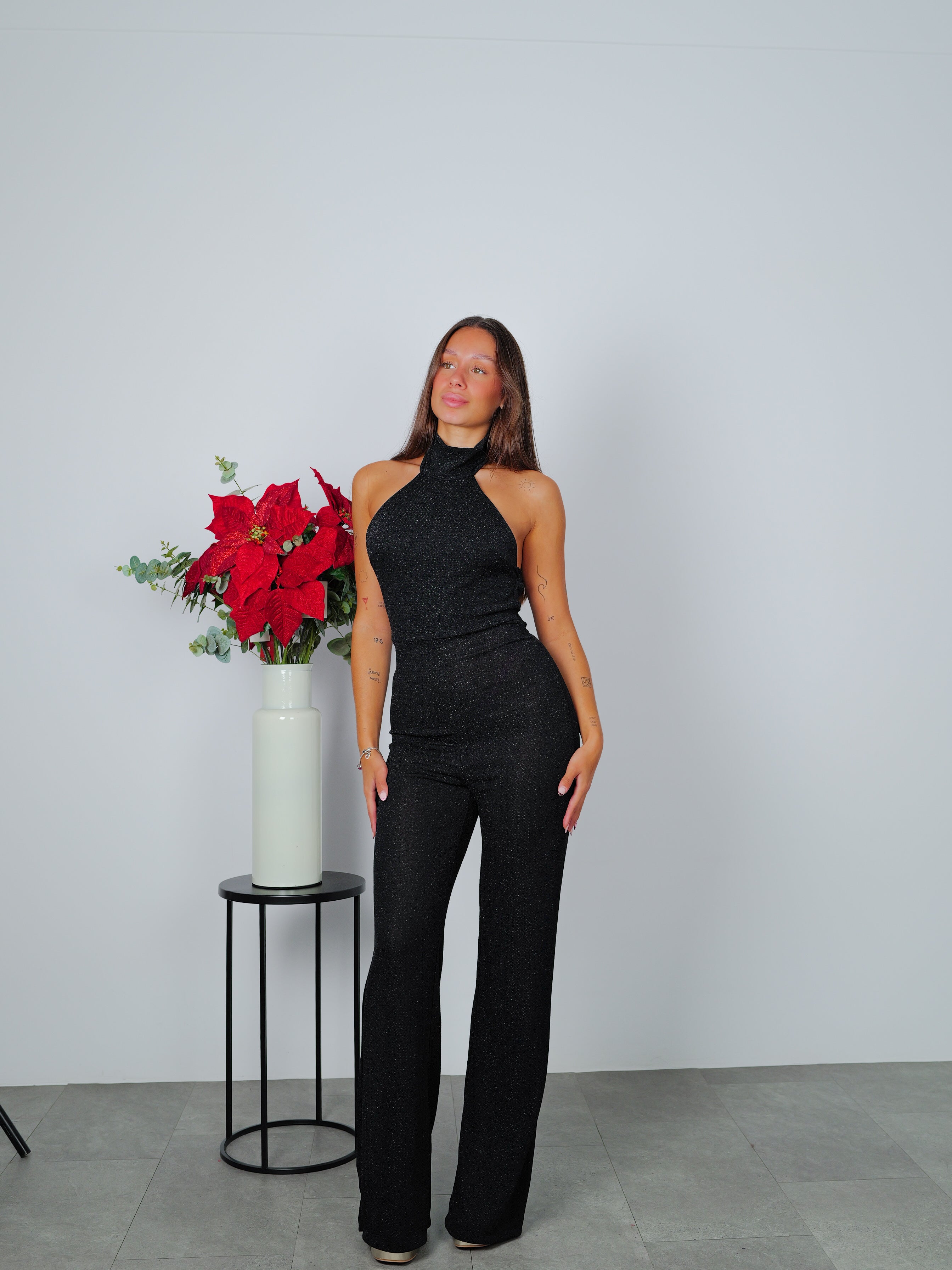 Combinaison lurex dos nu noir