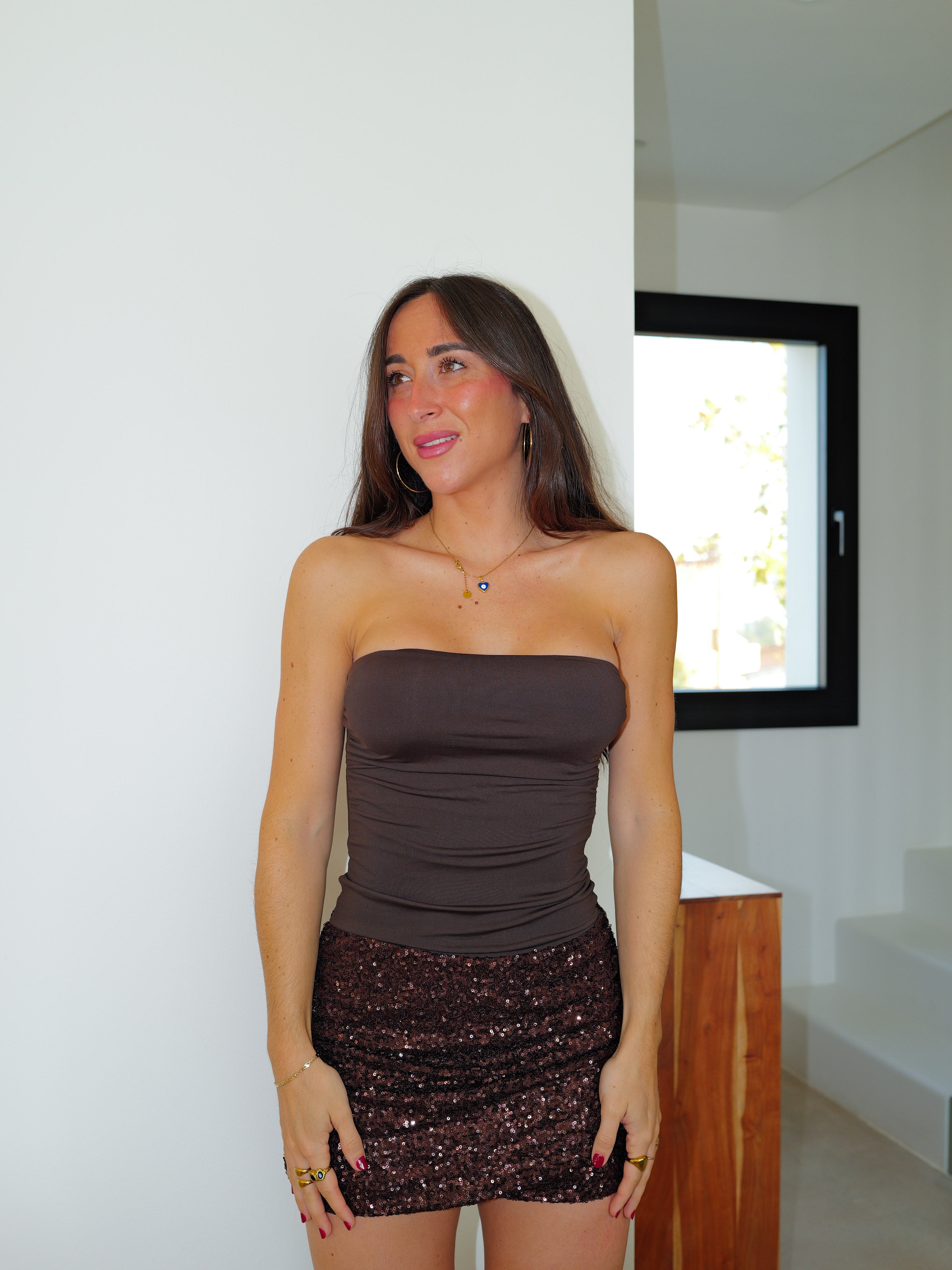 Chocolate glitter skirt mini word skirt dress