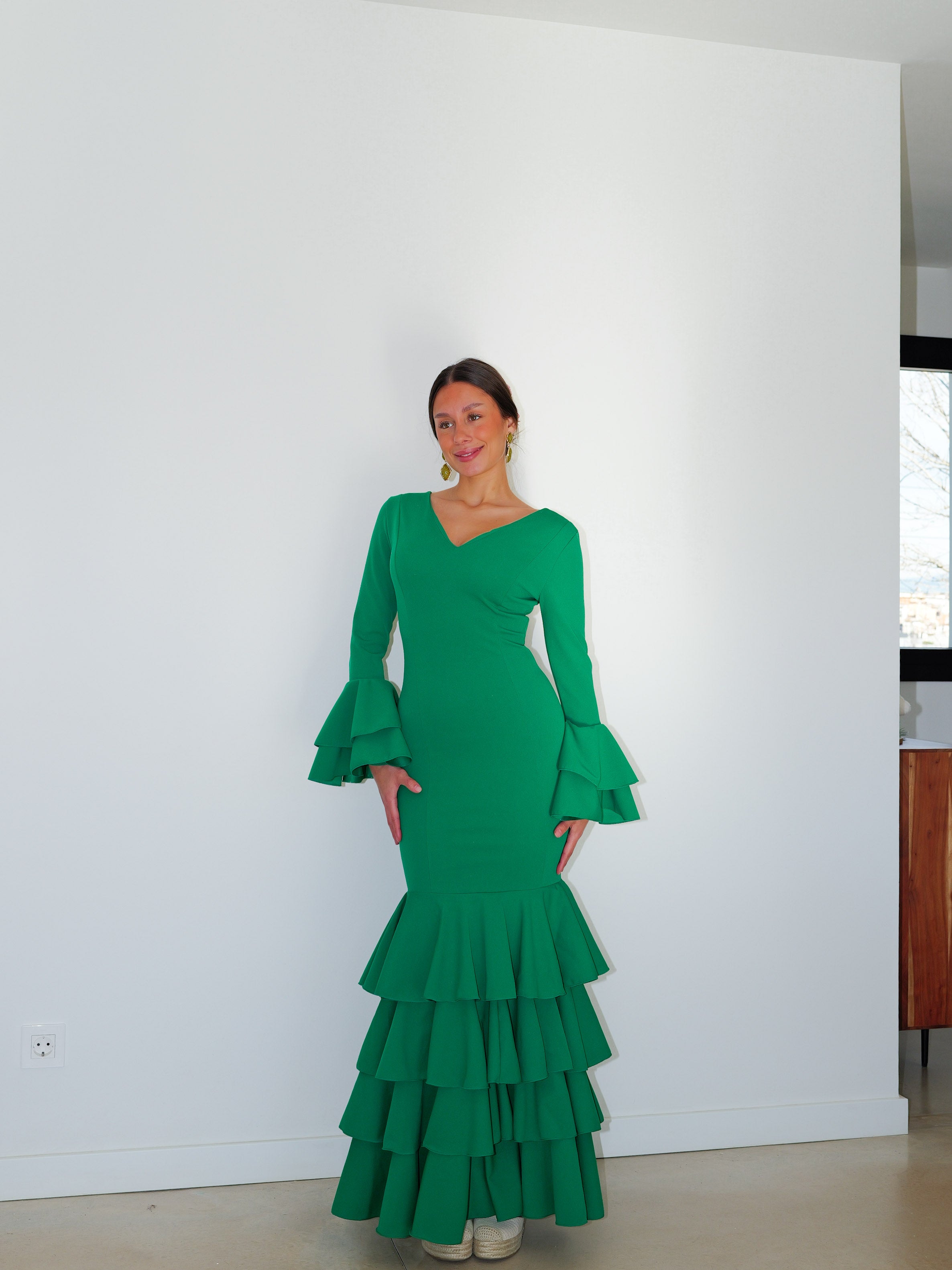 Robe flamenca à volants verte