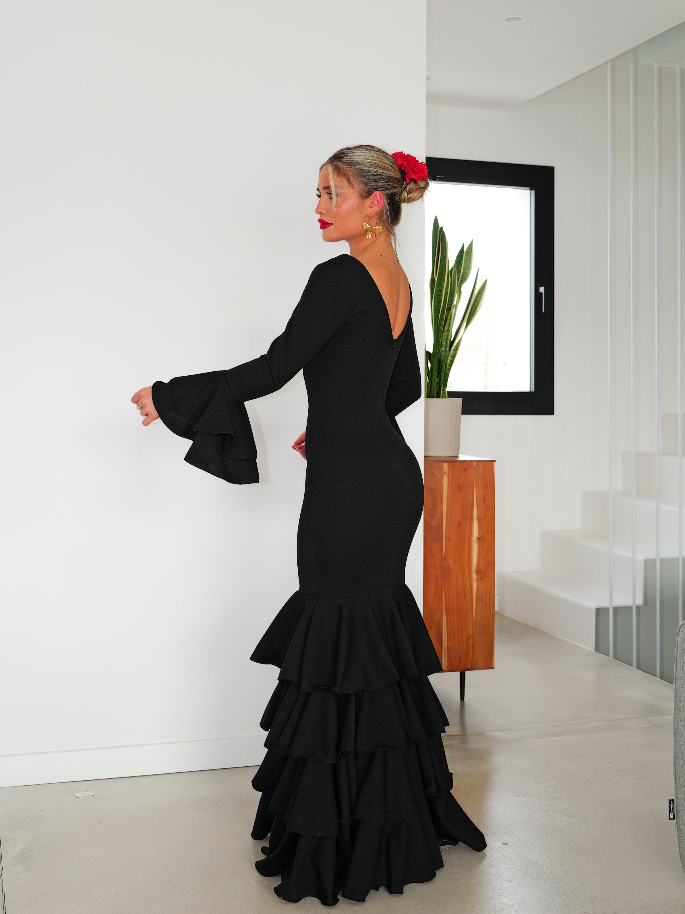Robe flamenco à volants noirs