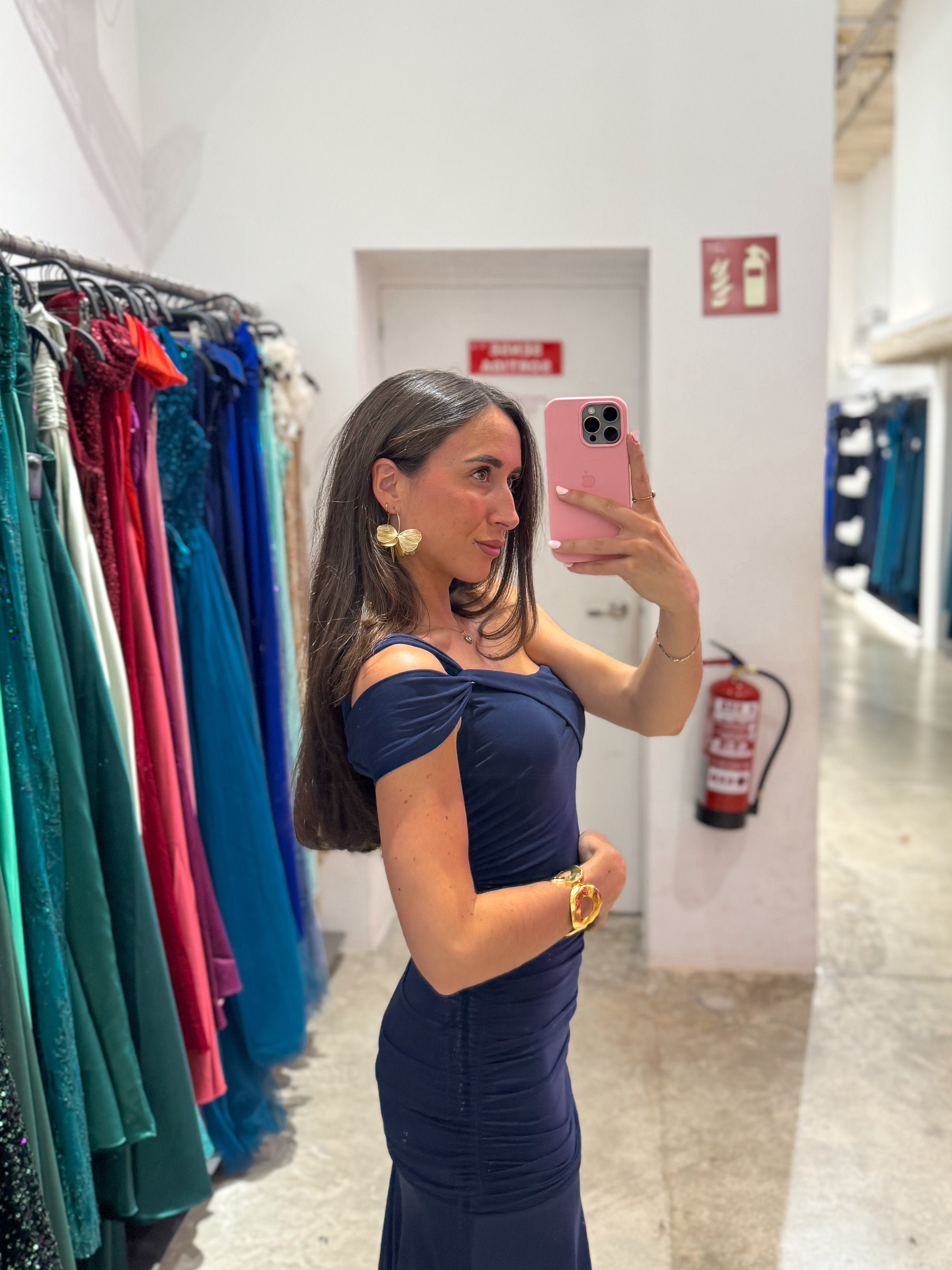 Robe à bretelles nouées marine