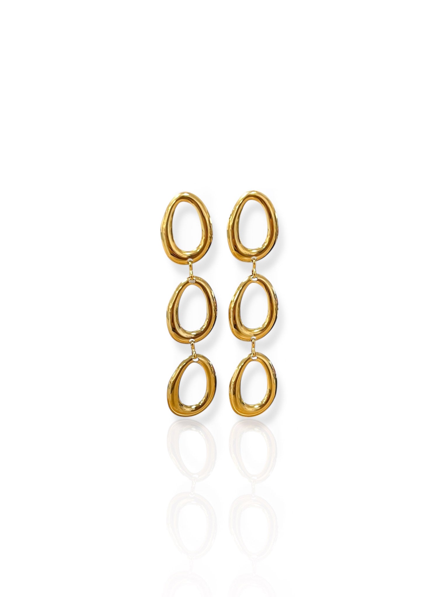 BOUCLES D'OREILLES cascade ovale or relief