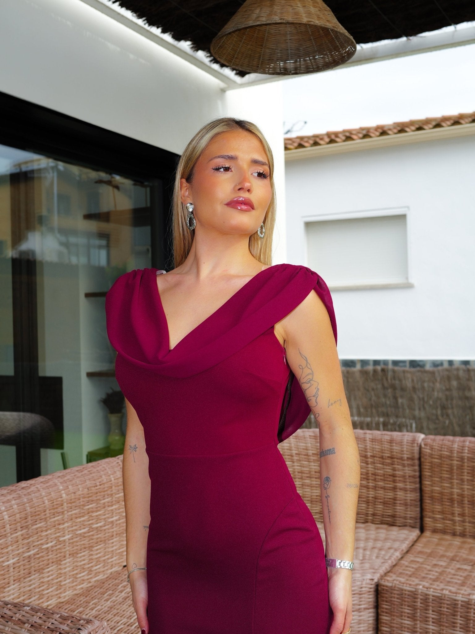 Robe en tulle double cascade bordeaux - SORELLAS