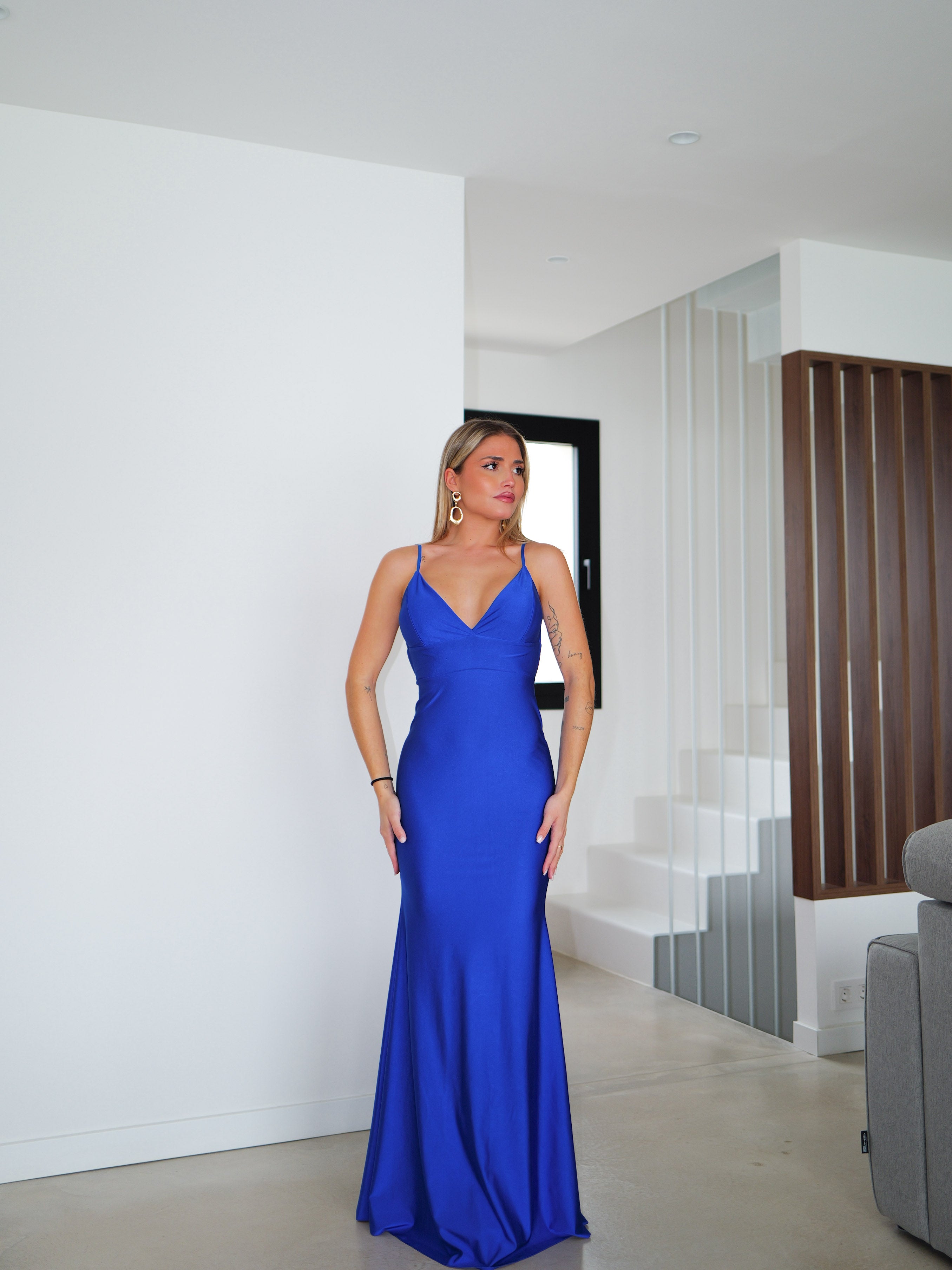 Robe de sirène au dos sans bretelles klein