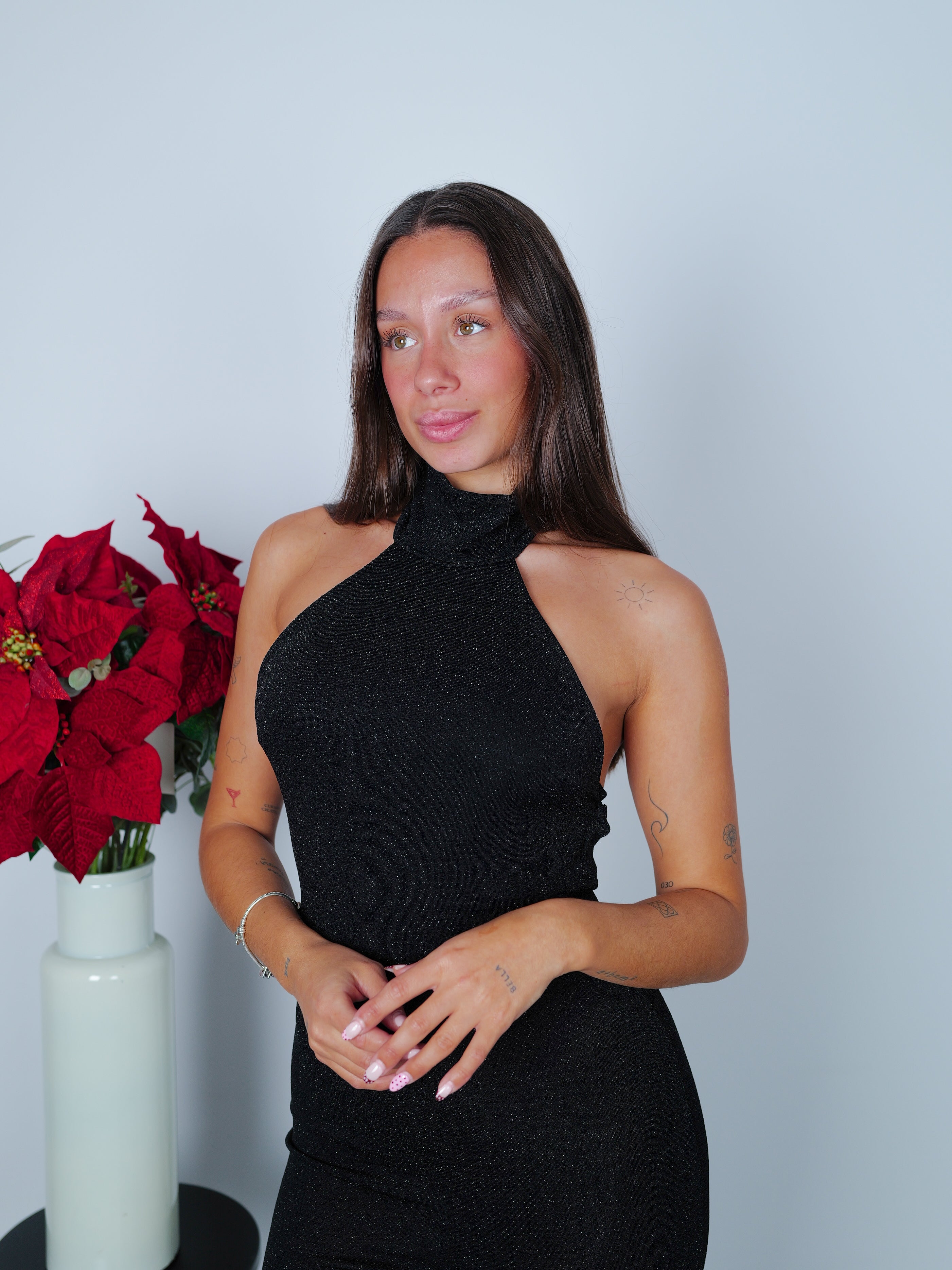 Combinaison lurex dos nu noir