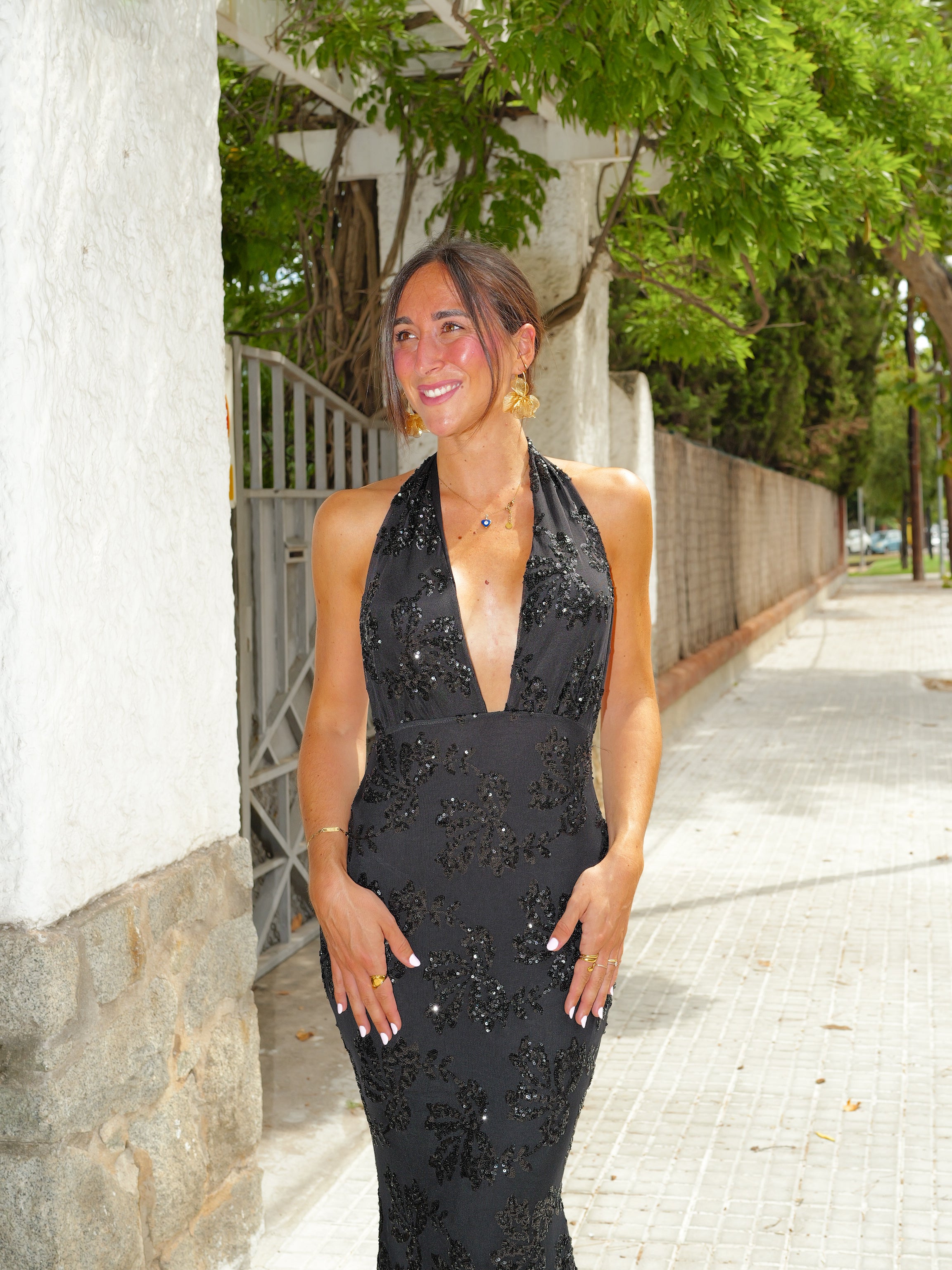 Robe en tulle avec détails noirs