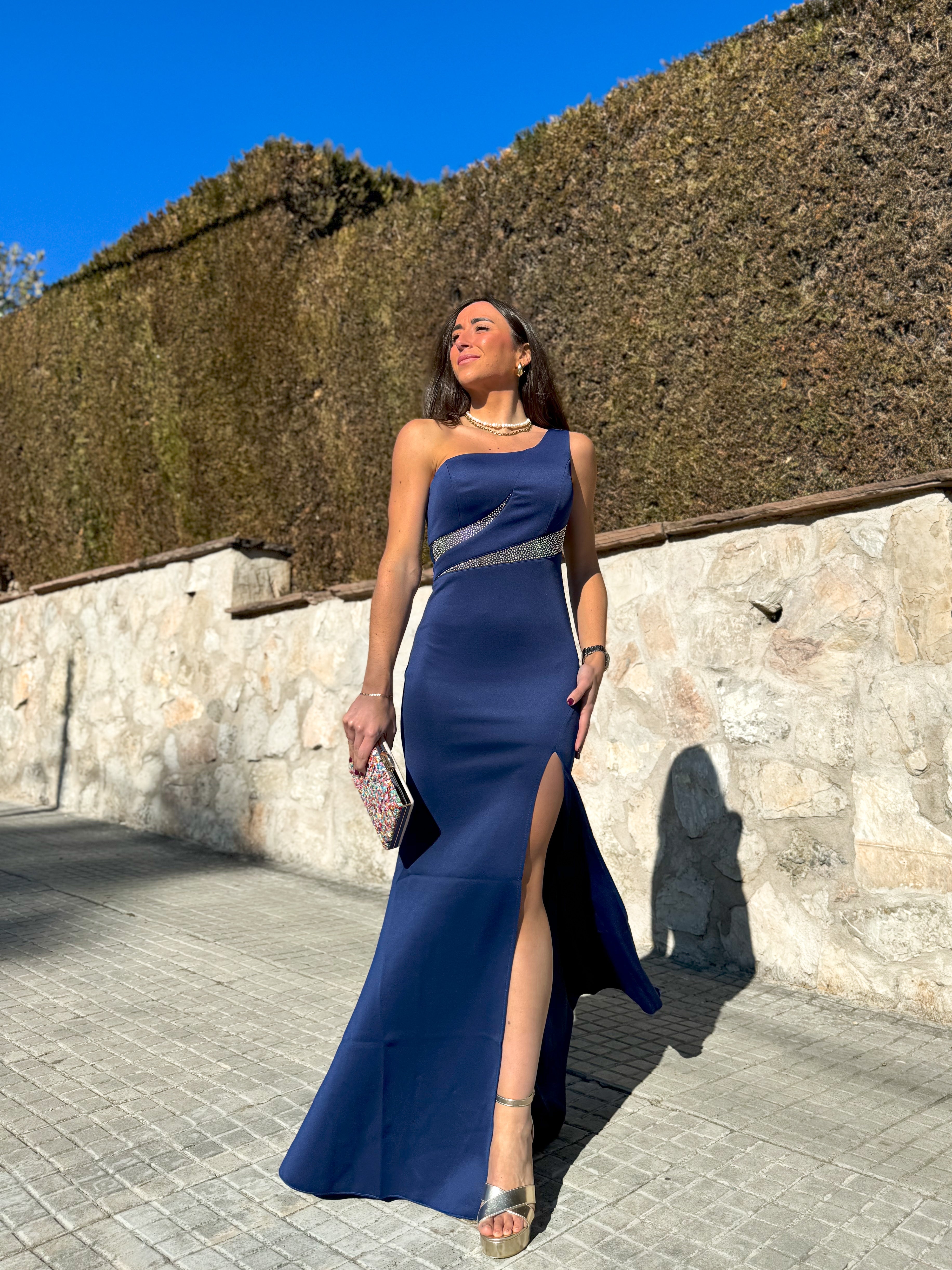 Robe à taille pailletée marine