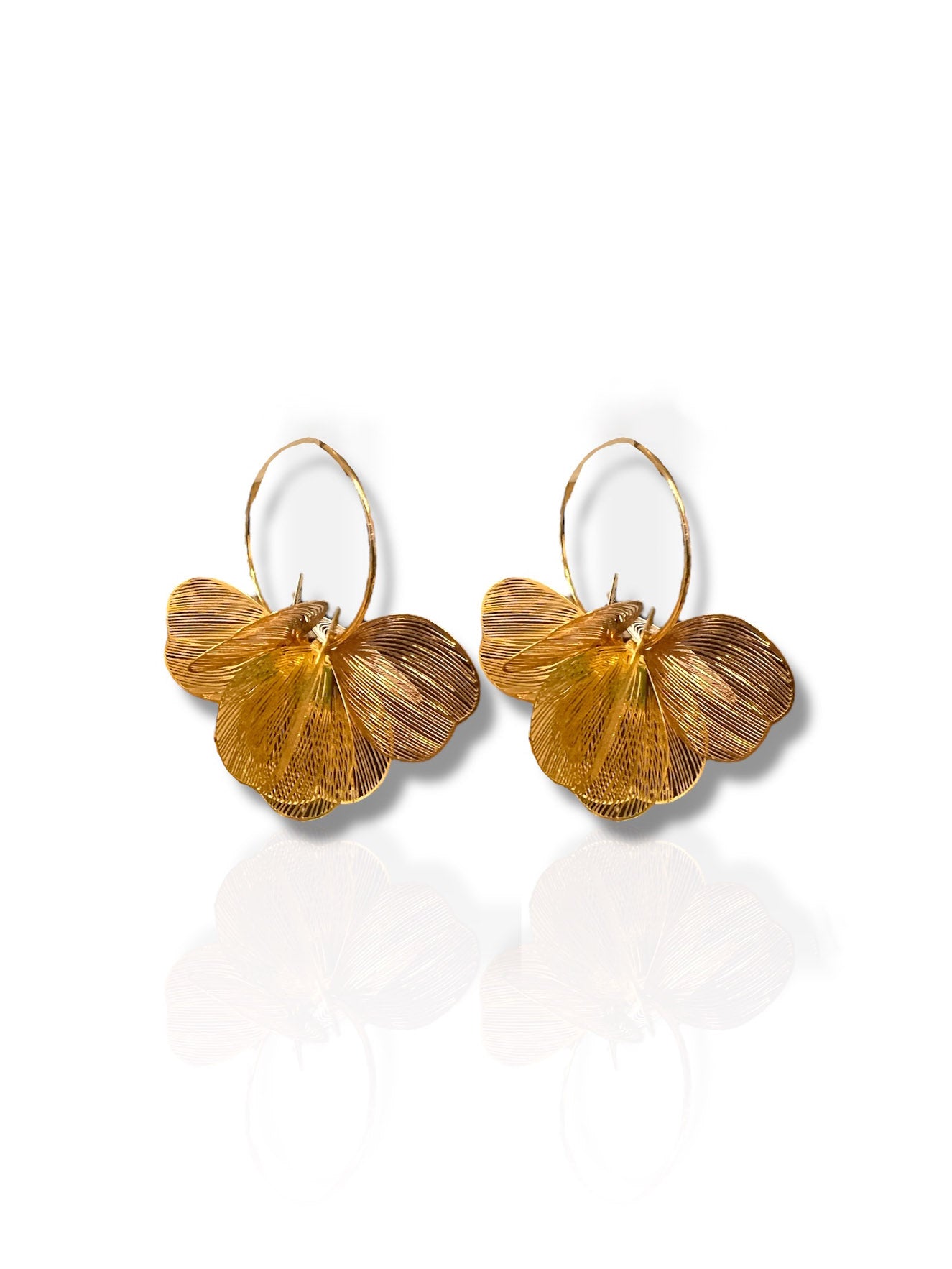 BOUCLES D'OREILLES avec boucles d'oreilles fleurs dorées