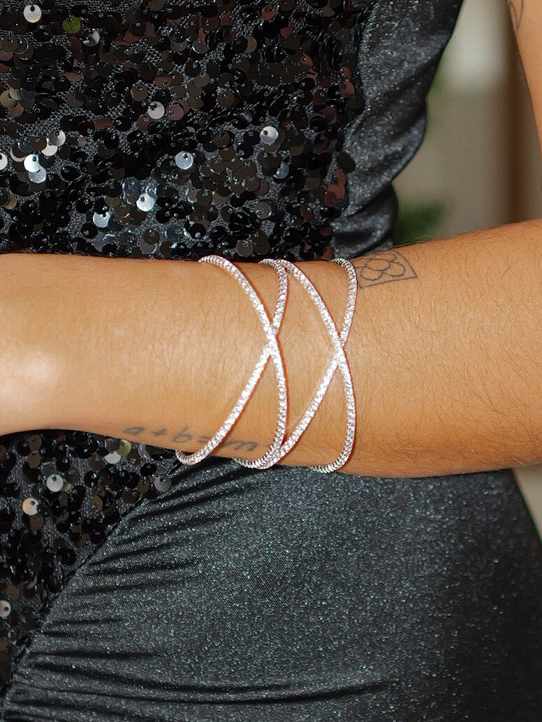 Bracelet croisé brillant argenté