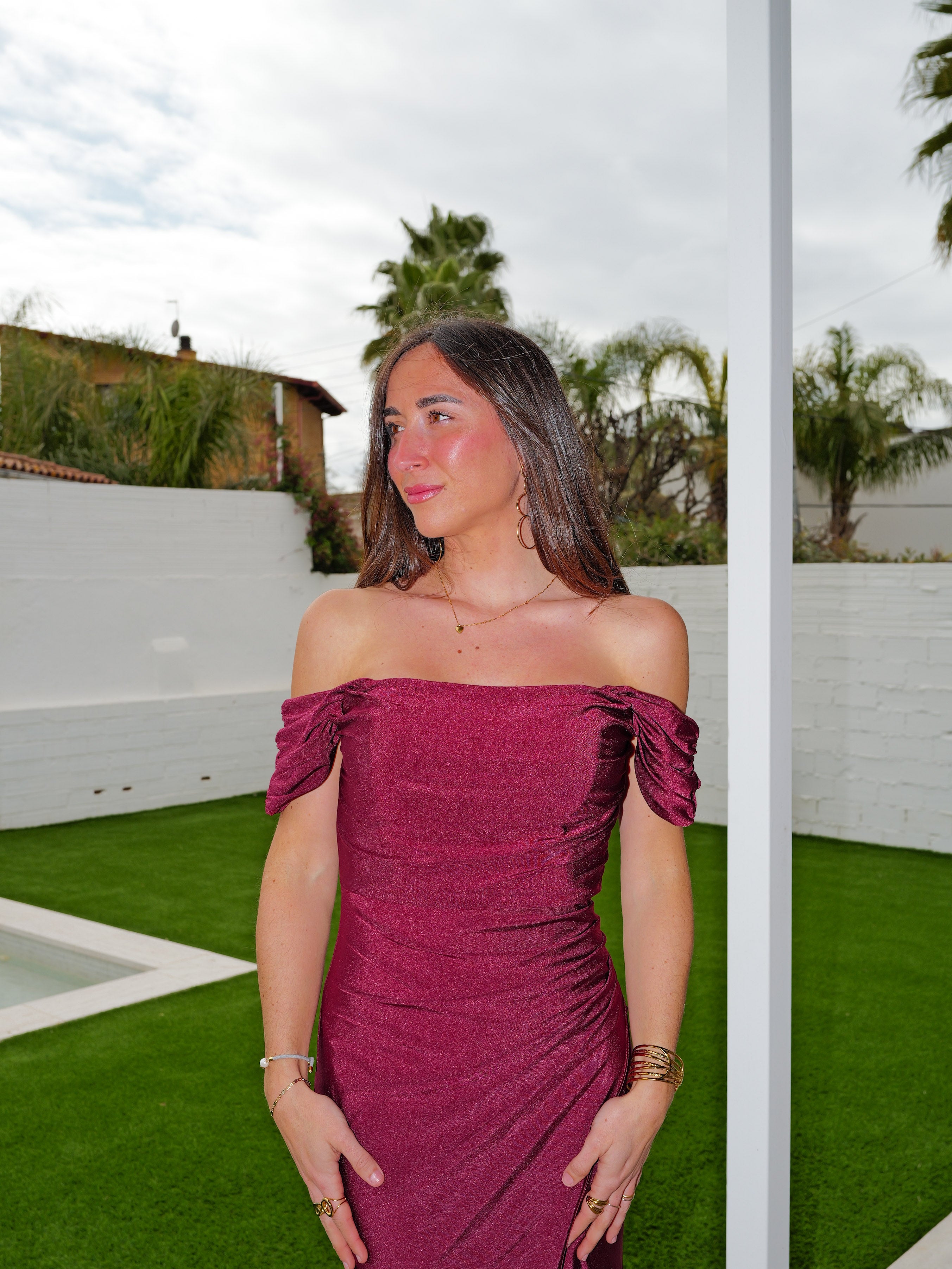 Robe à manches en vin