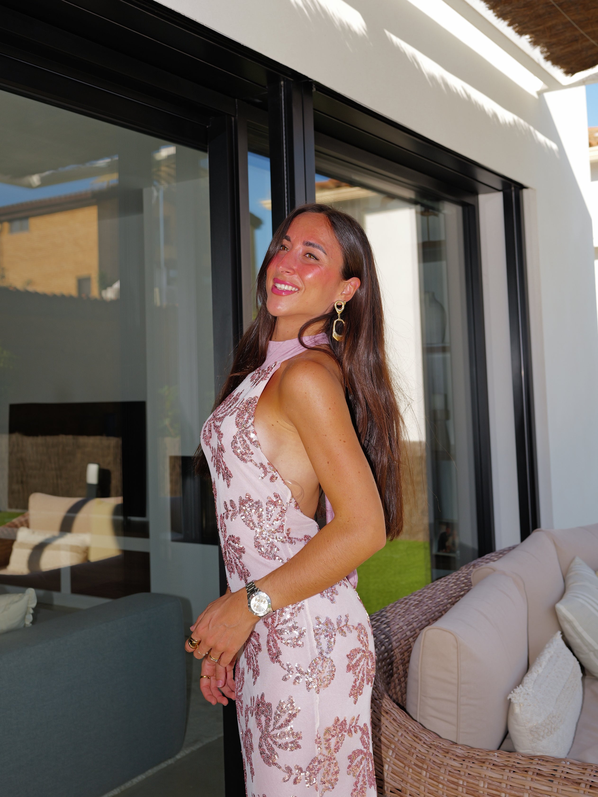 Robe en tulle rose avec dos nu