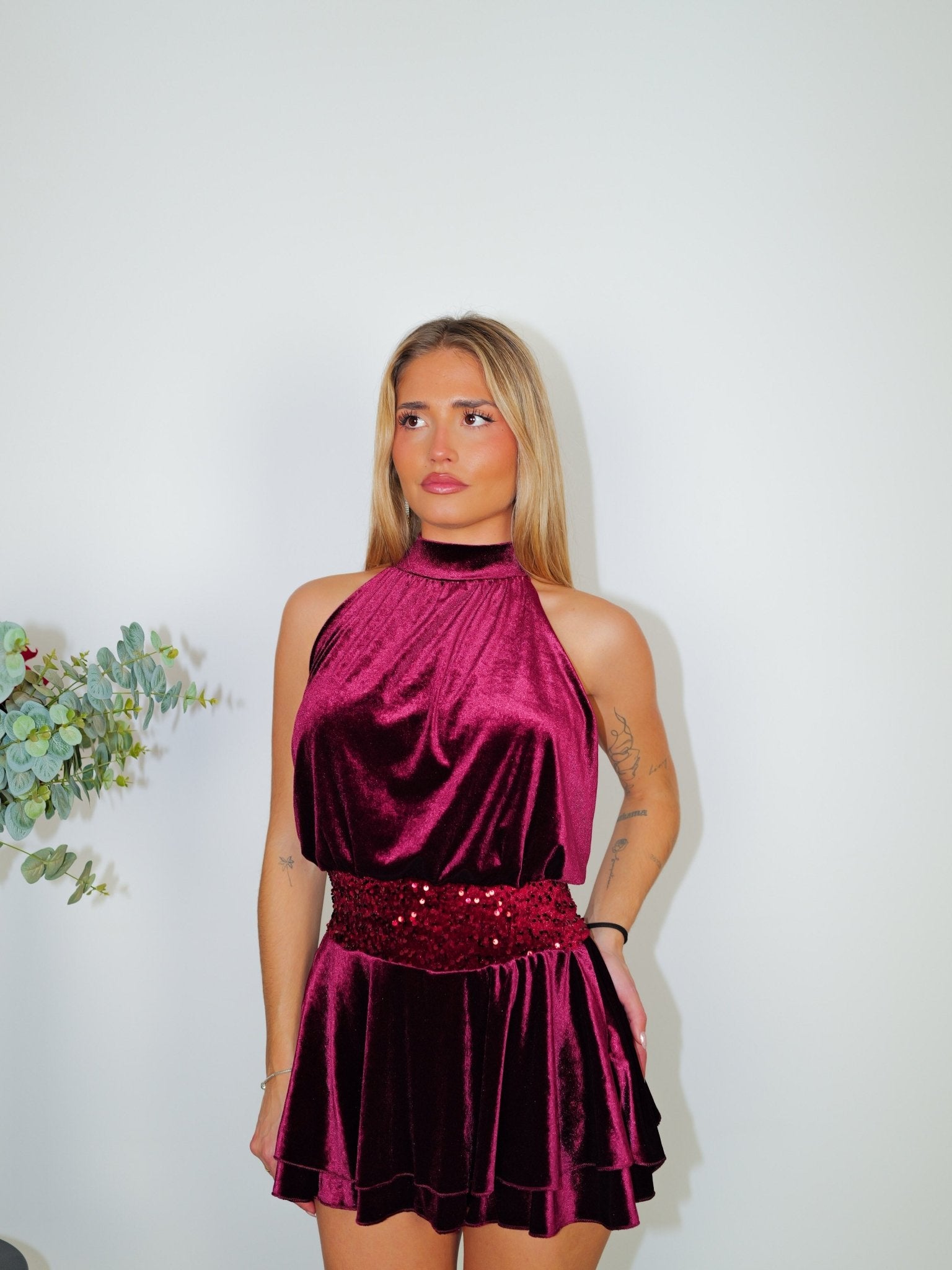 Combinaison velours taille paillettes bordeaux - Sorellas The Brand Barcelona S.L