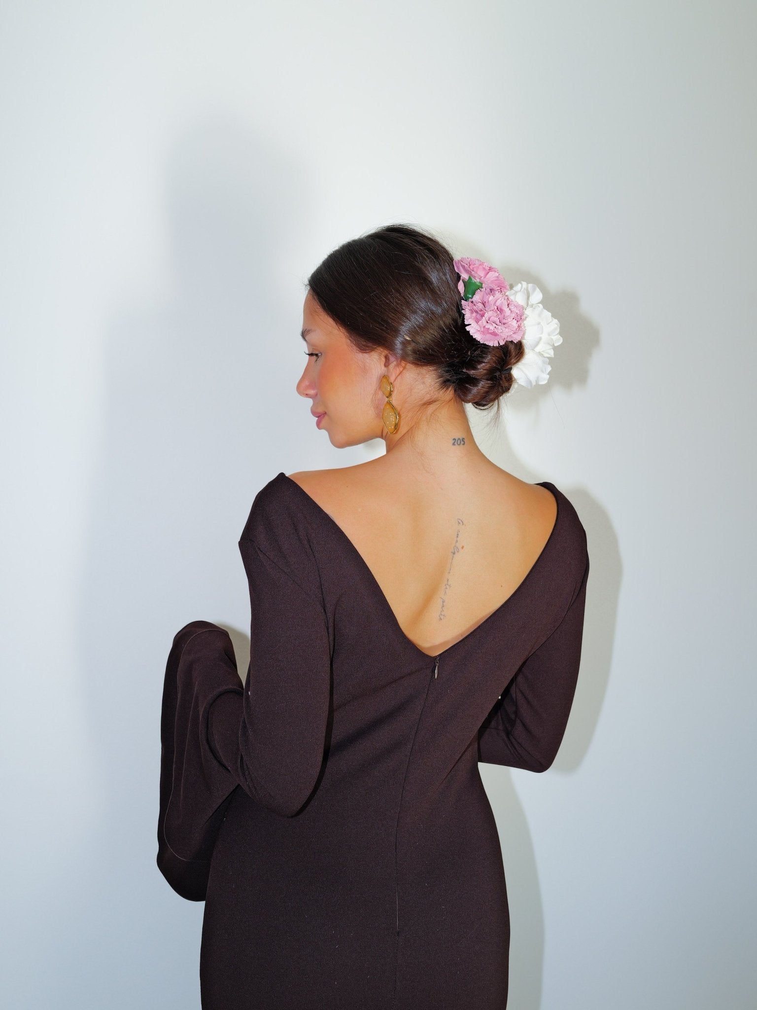 Robe flamenca asymétrique à volants marron - Sorellas The Brand Barcelona S.L