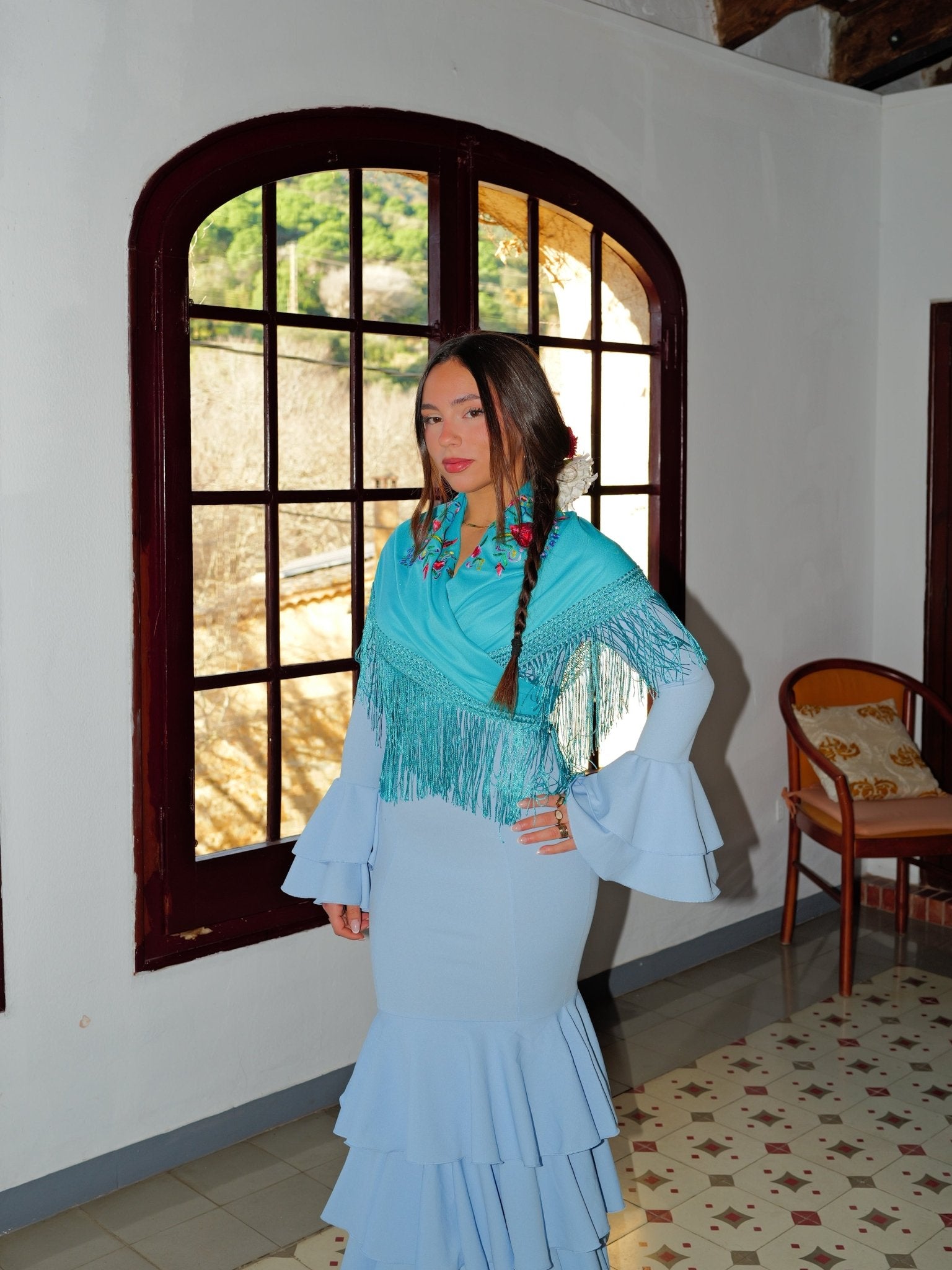Robe flamenco à volants bleu ciel - Sorellas The Brand Barcelona S.L