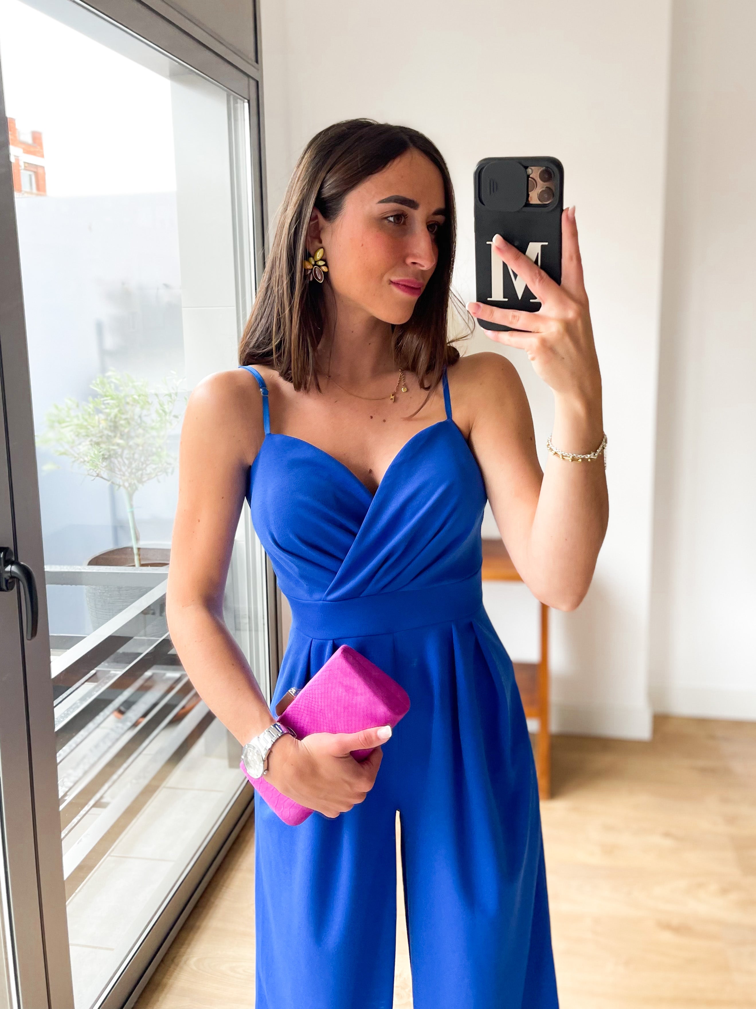 Combinaison crêpe cœur bleu