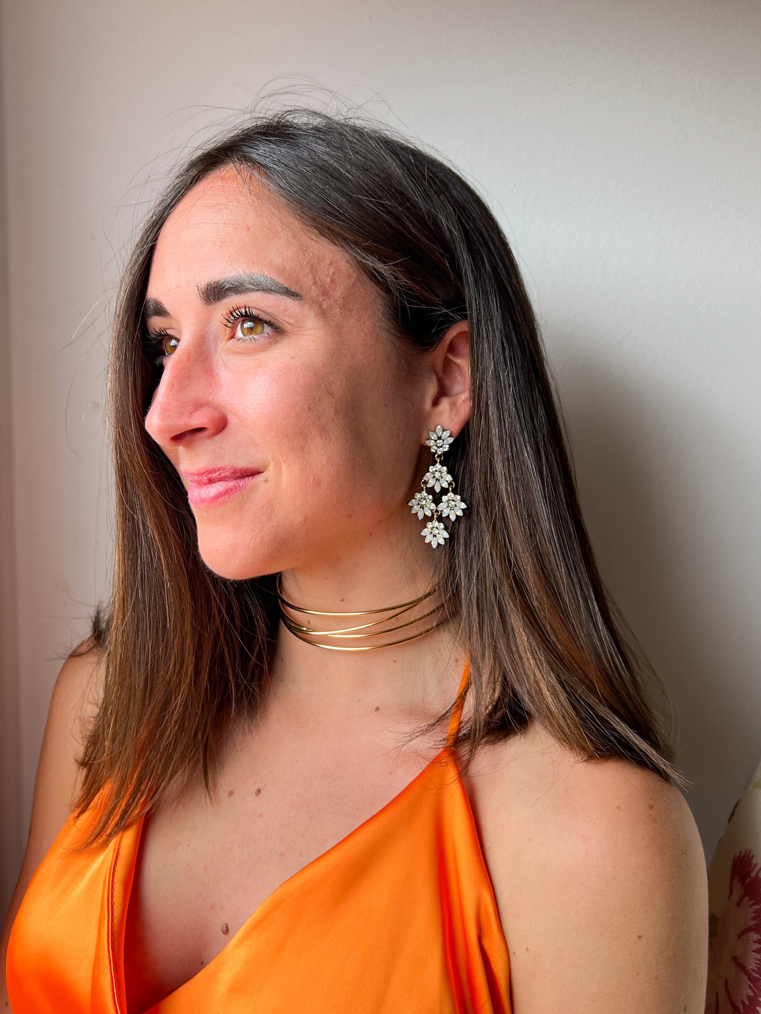 BOUCLES D'OREILLES fleurs blanches