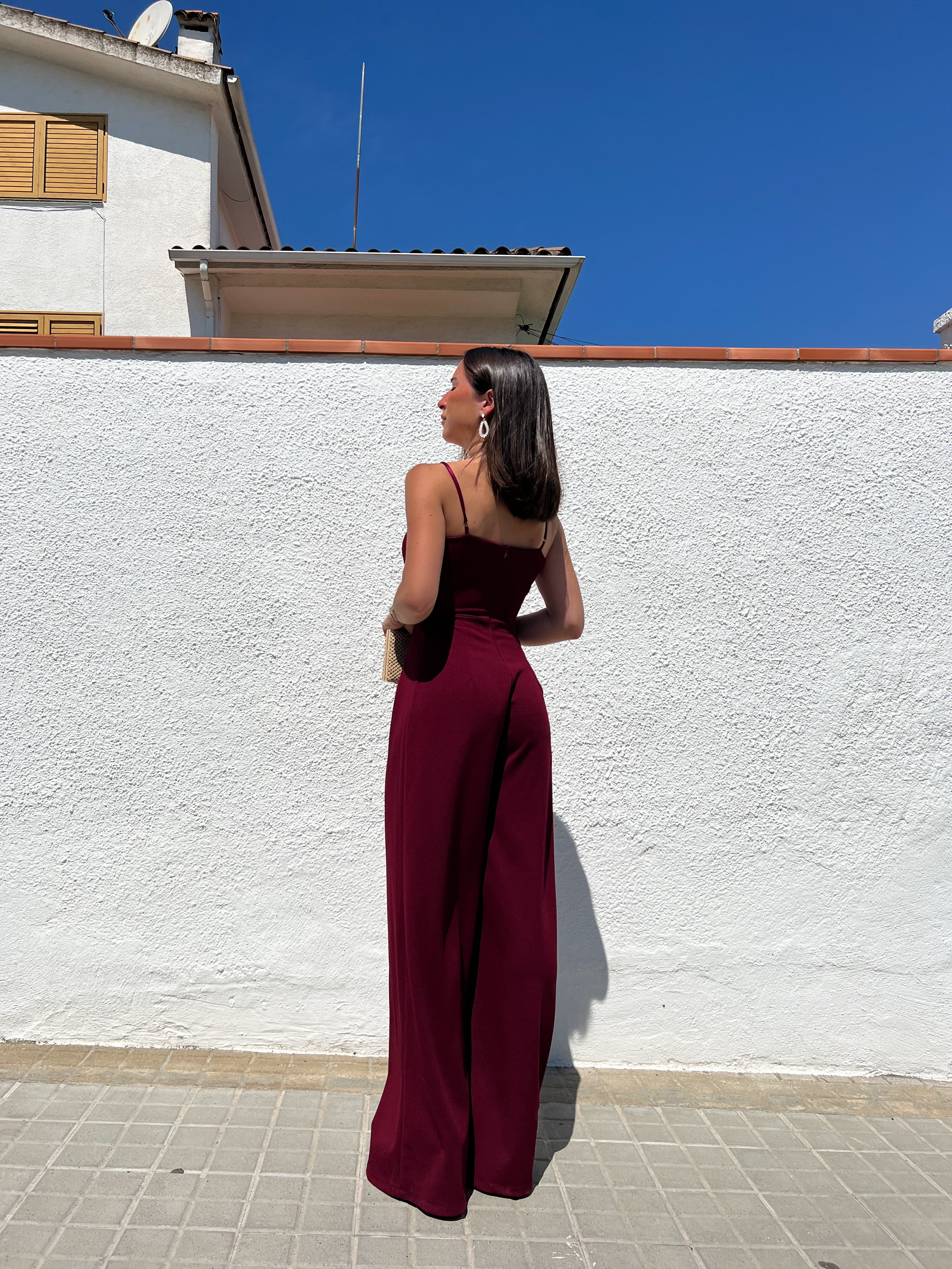 Combinaison crêpe cœur vin