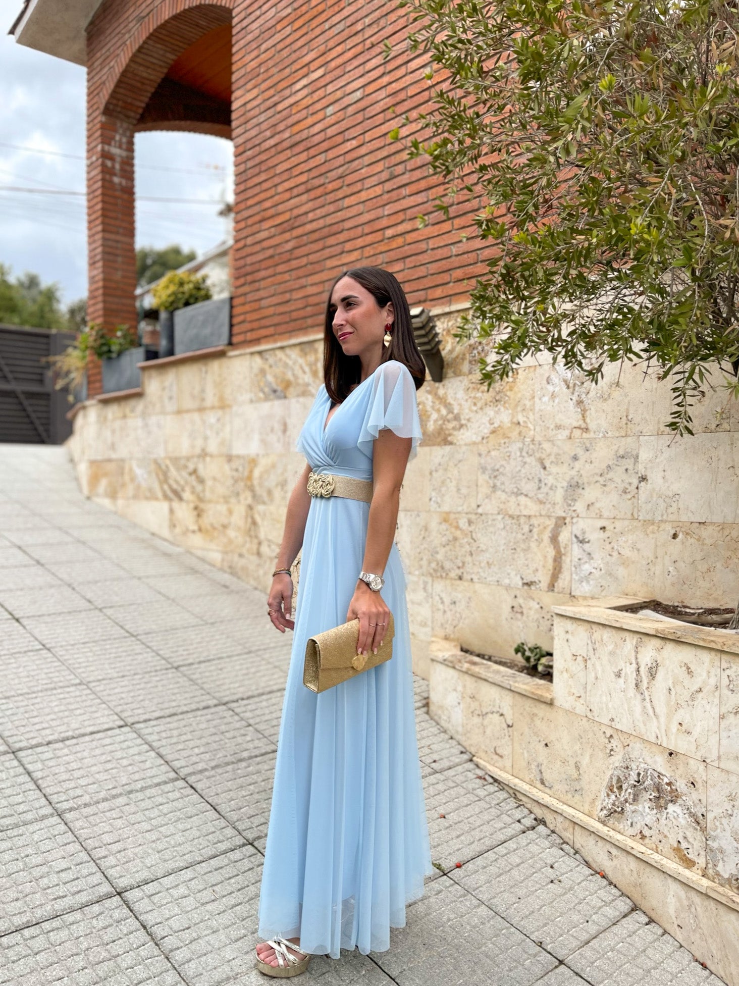 Robe en tulle à manches courtes