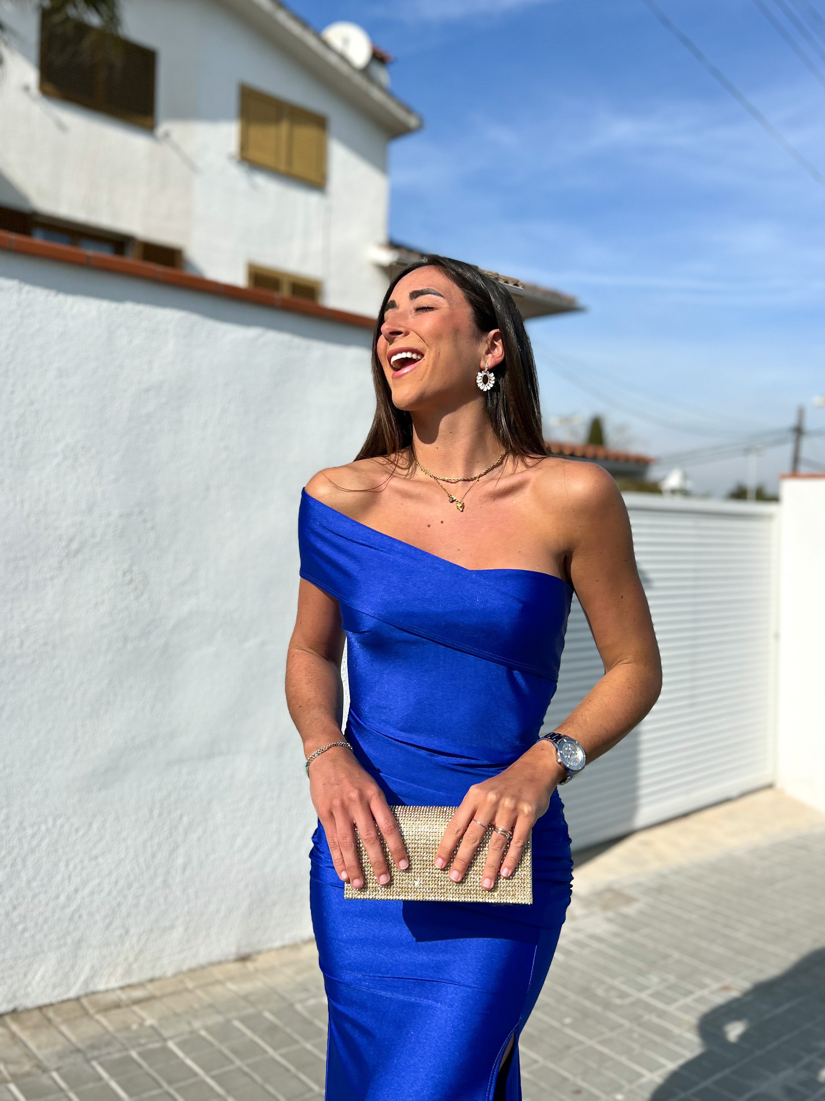 Robe bateau asymétrique bleue