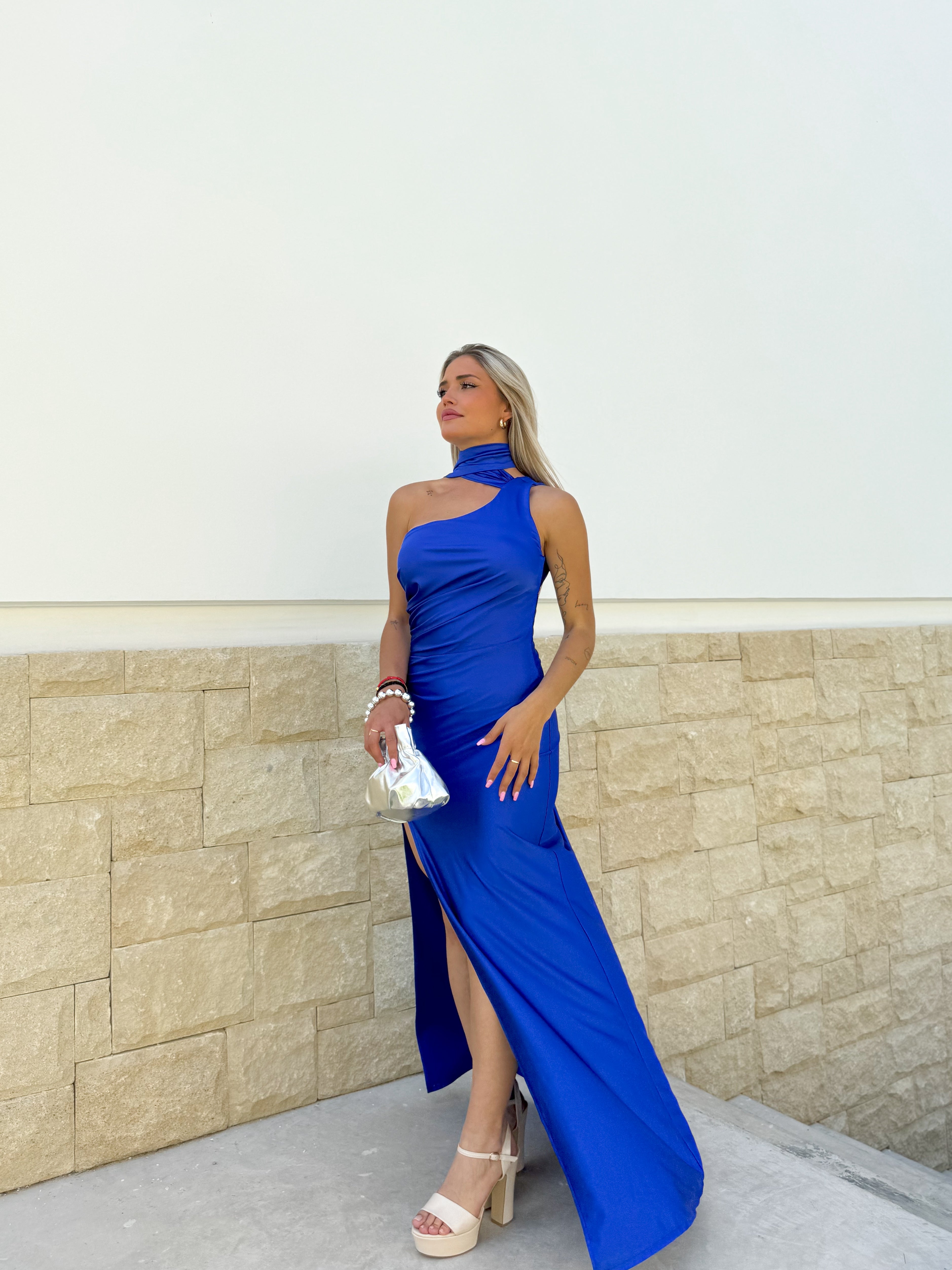 Asim Choker Dress Schiena Blu