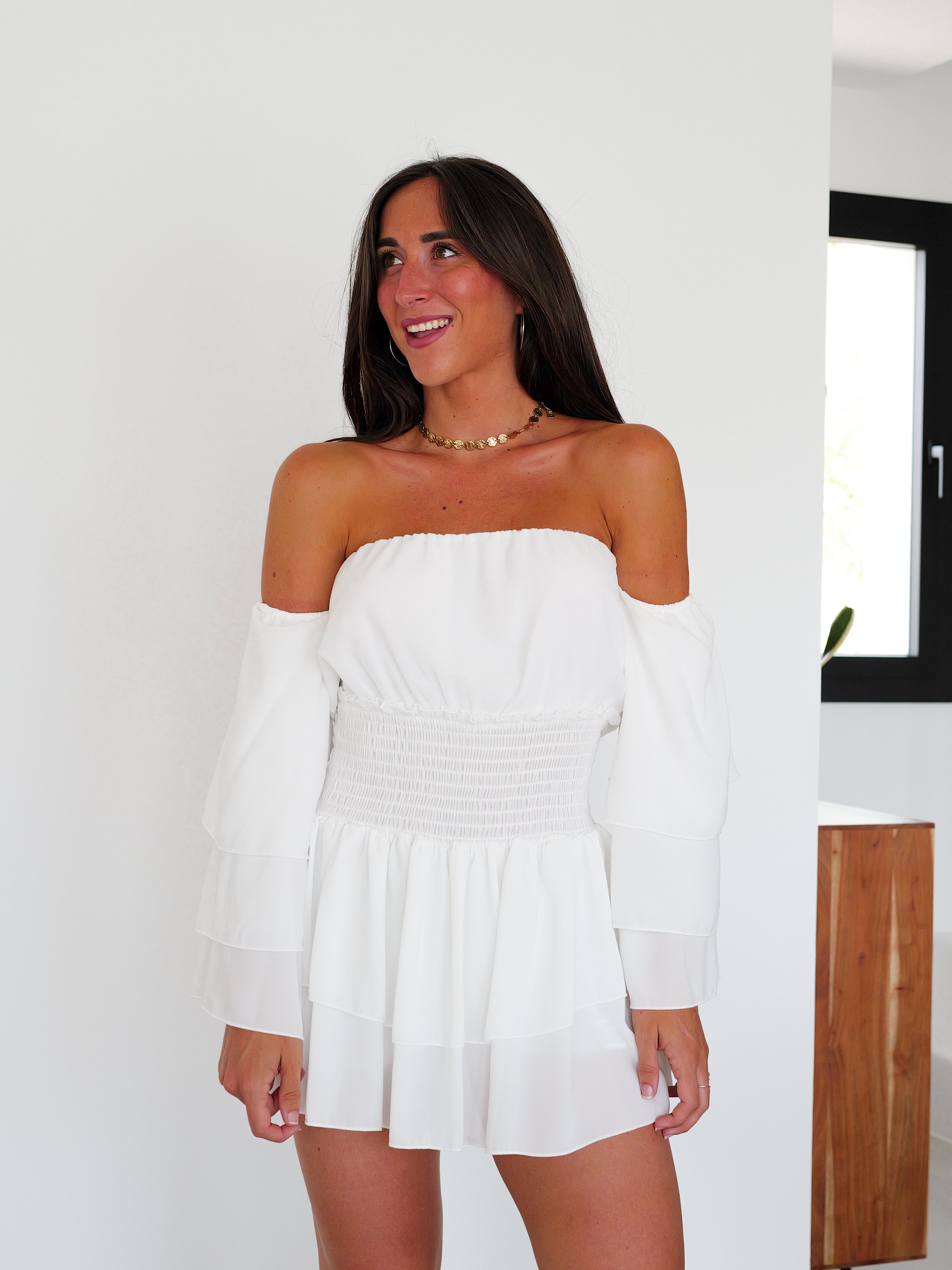 Tuta mini romantica bianca