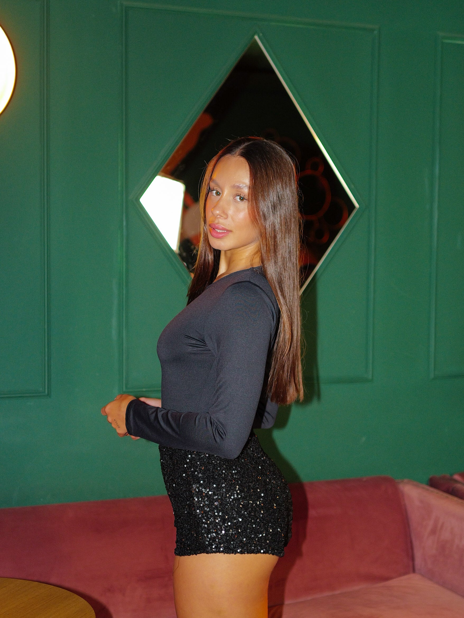 Body in lycra liscia nera