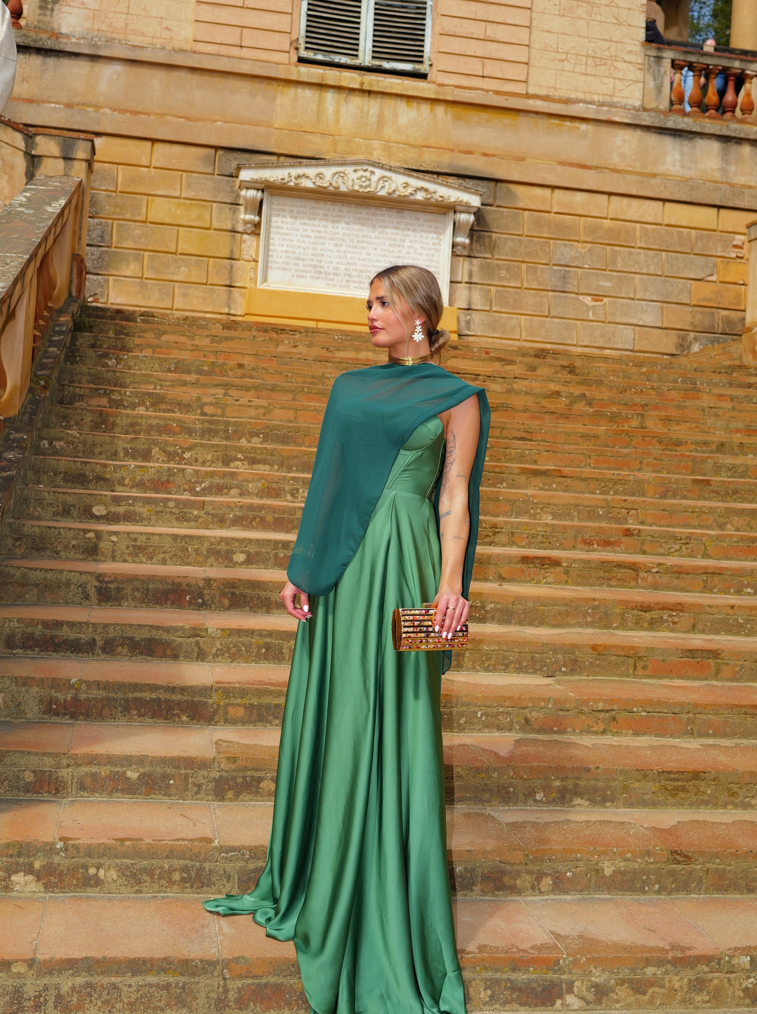 Scialle a mantellina in garza di bottiglia